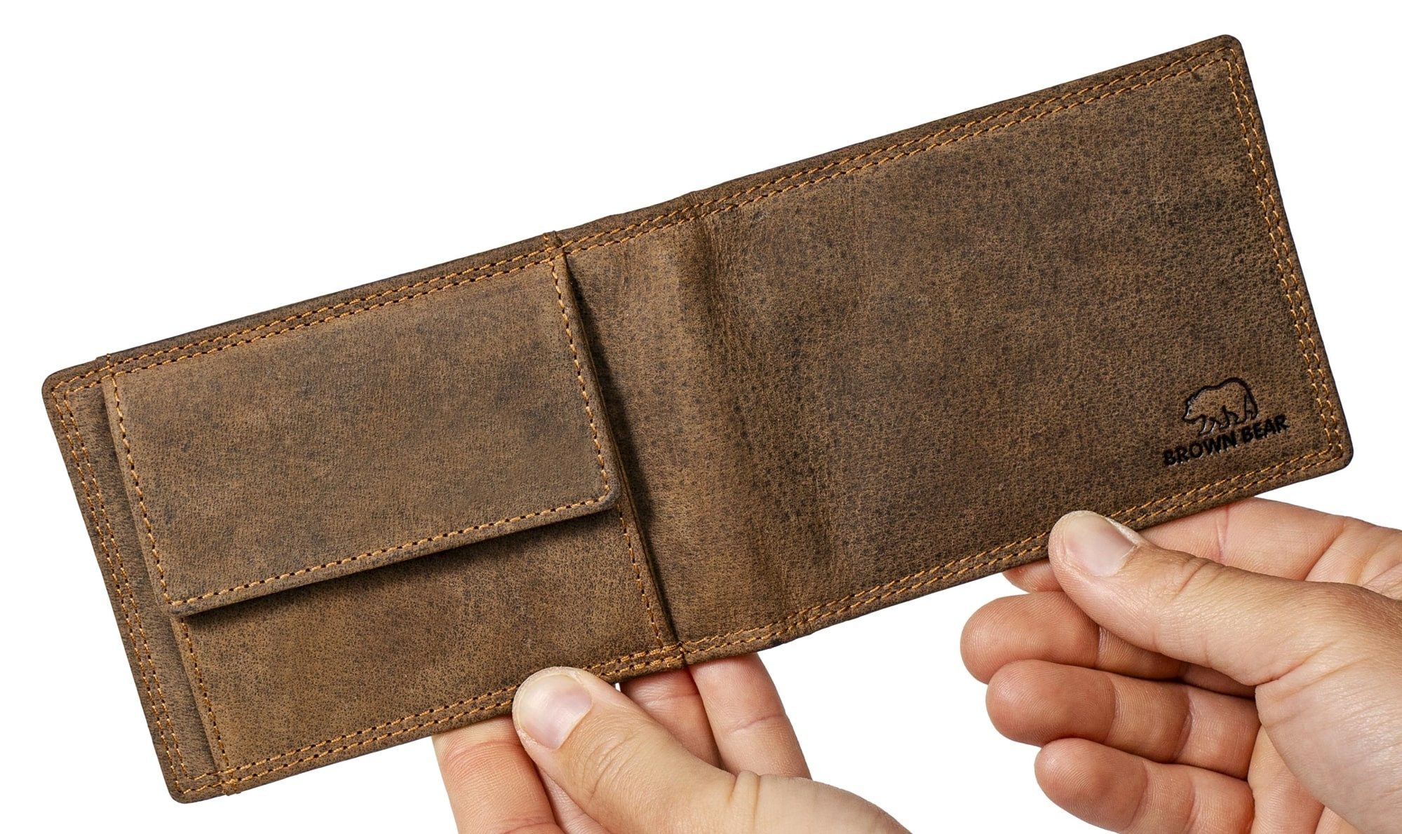 Brown Bear Geldbörse Dollarclip Golf 1018 Münzfach Echtleder, 10 Kartenfächer und RFID-Schutz Braun-Vintage – Bild 4 von 5