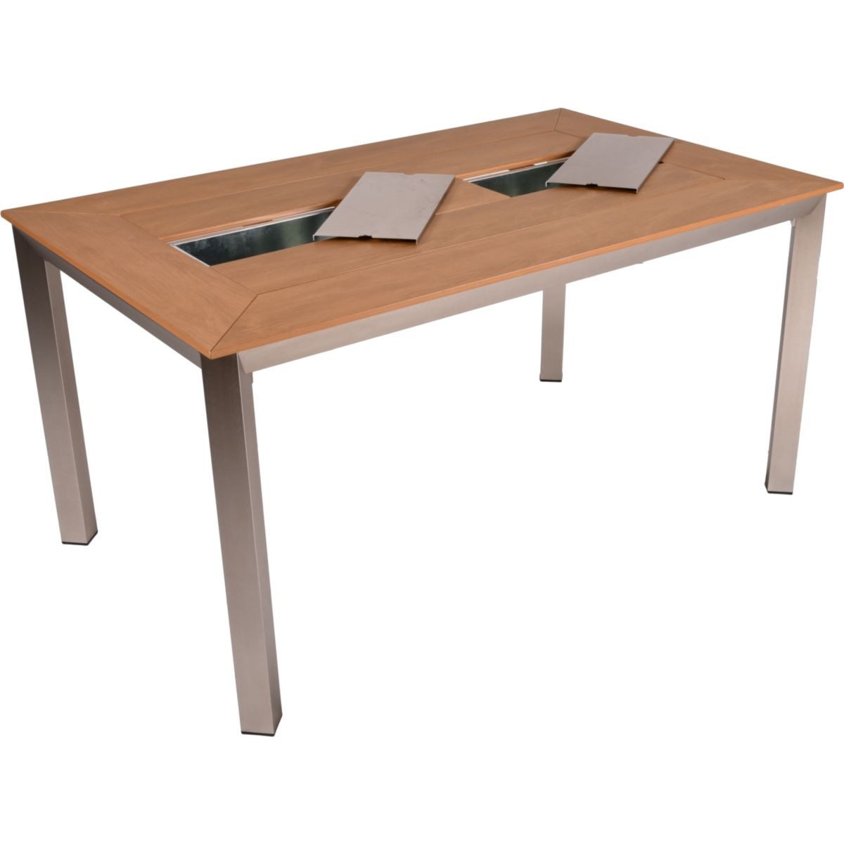 Garden Pleasure Gartentisch Tisch FLORENCE, 150cm x 90cm, champagner,Alu, mit 2 Eisbehältern