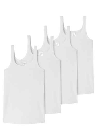 Schiesser Unterhemd 4er Pack Teens Girls 95/5 Organic Cotton (Spar-Set, 4-St) Unterhemd / Top - Baumwolle - Arm- und Halsausschnitt mit Einfass