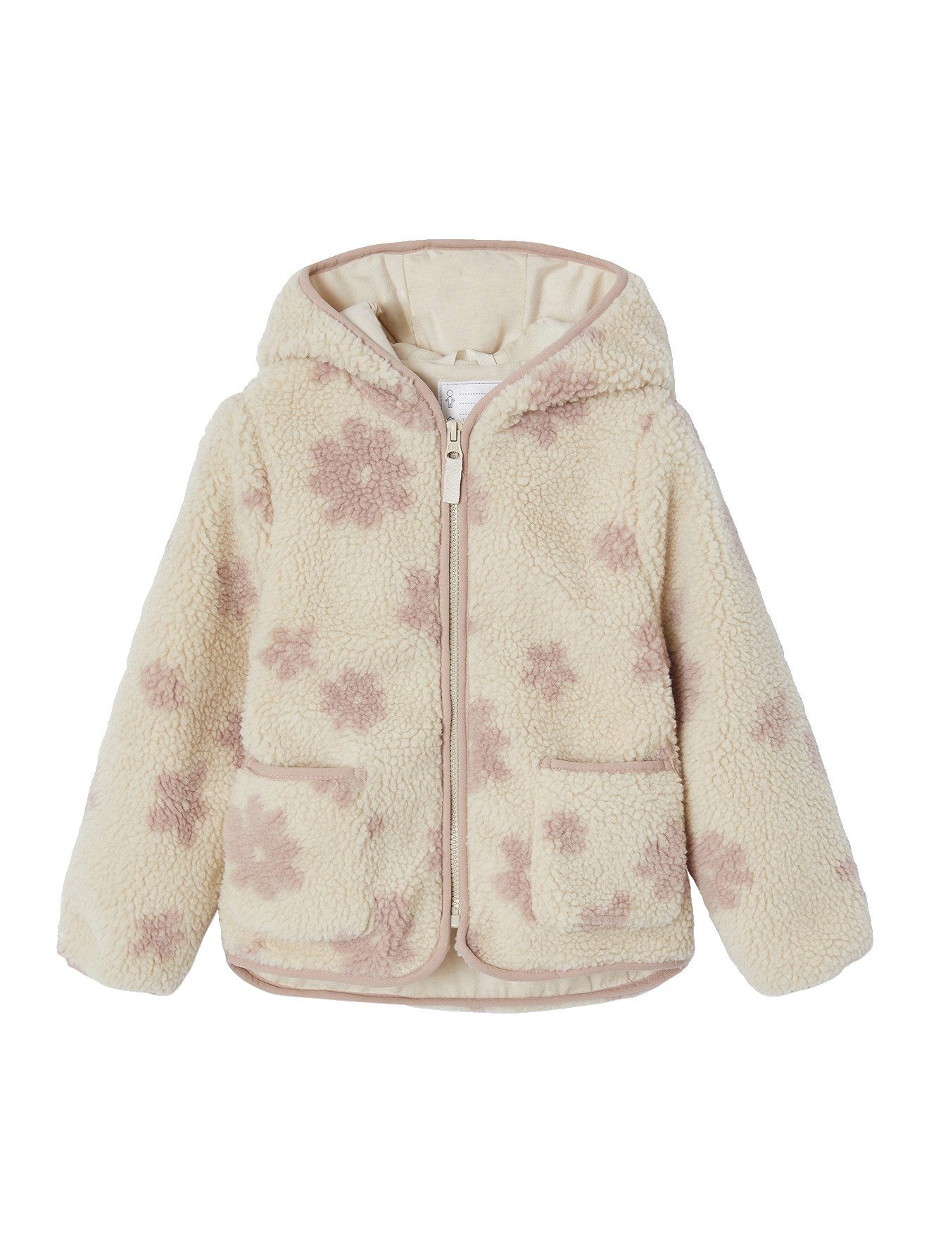 vertbaudet Blouson Mädchen Teddyfleece-Jacke Teddyflecee, Blumenmuster