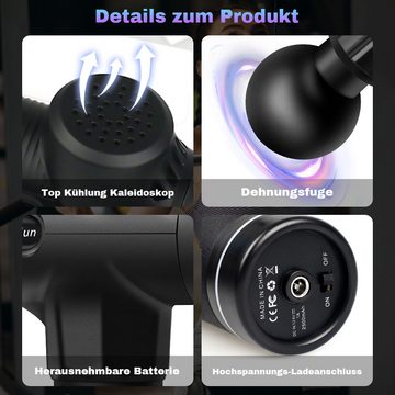 MDHAND Massagepistole Tiefengewebsmassagegerät, Muskelmassagepistole, 1-tlg., Geschenk für Männer/Frauen mit Tragetasche, schwarz