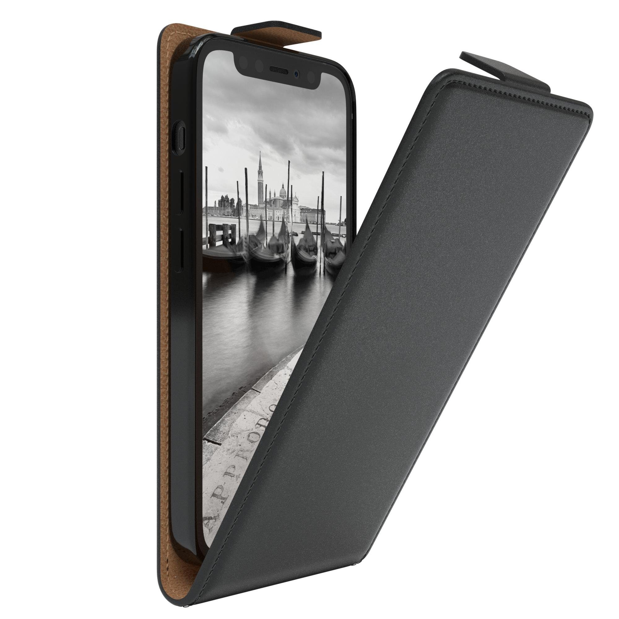 EAZY CASE Handyhülle Flipcase für Apple iPhone 12 Mini 5,4 Zoll, Tasche Klapphülle Handytasche zum Aufklappen Etui Kunstleder Schwarz