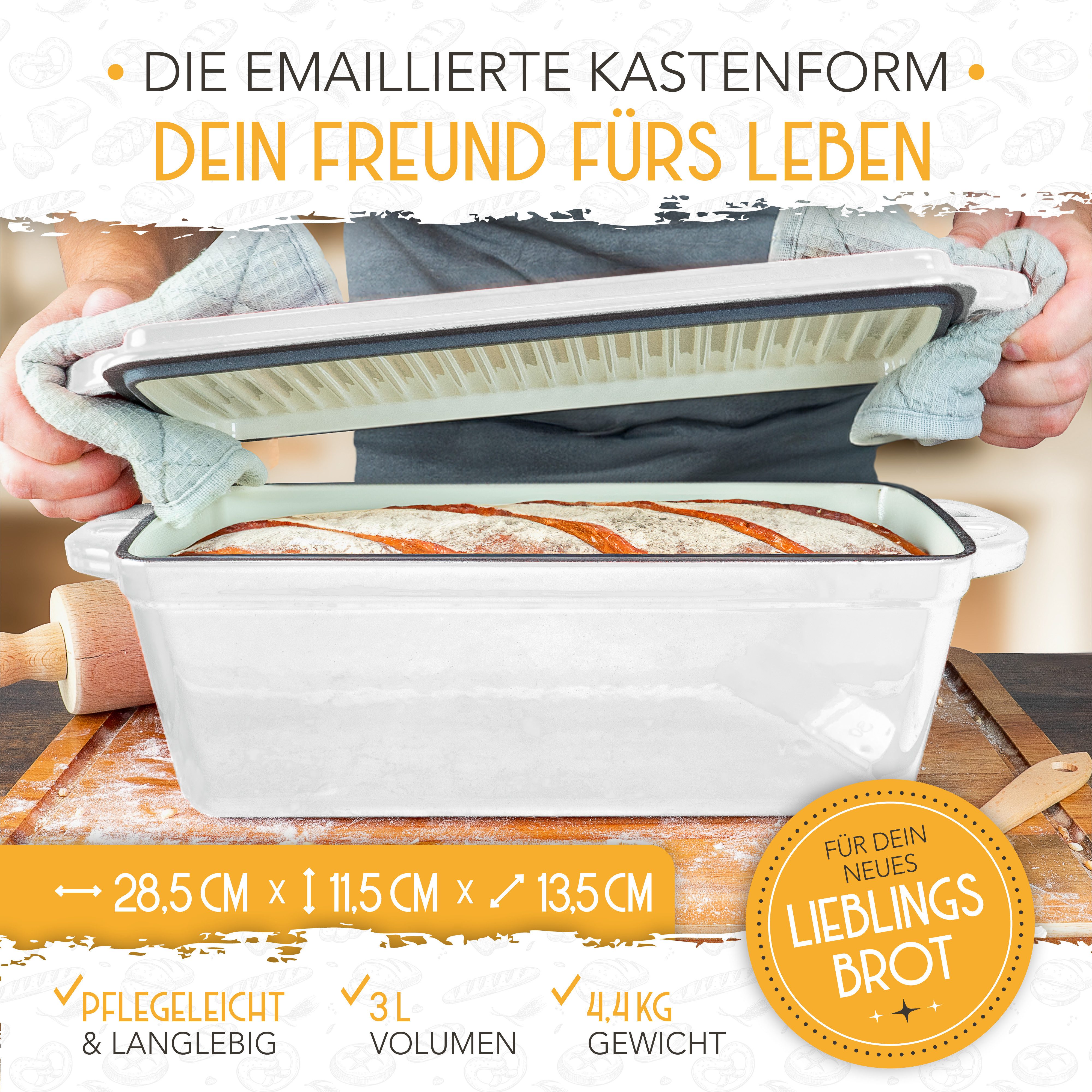 Krustenzauber Brotbackform Brotbackform Gusseisen Topf Brot Backen [inkl. Gärkorb] – Bild 5 von 5