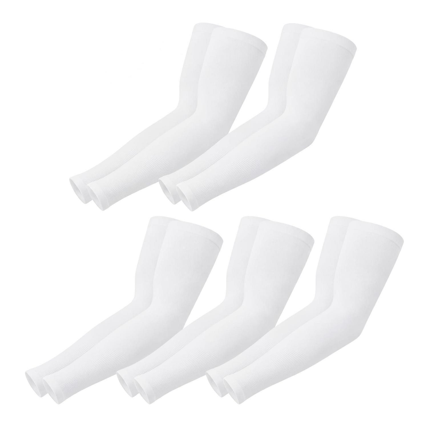 LuxusKollektion Armlinge Armsleeves UV Schutz Kühlend Atmungsaktiv 5 Paar Weiß