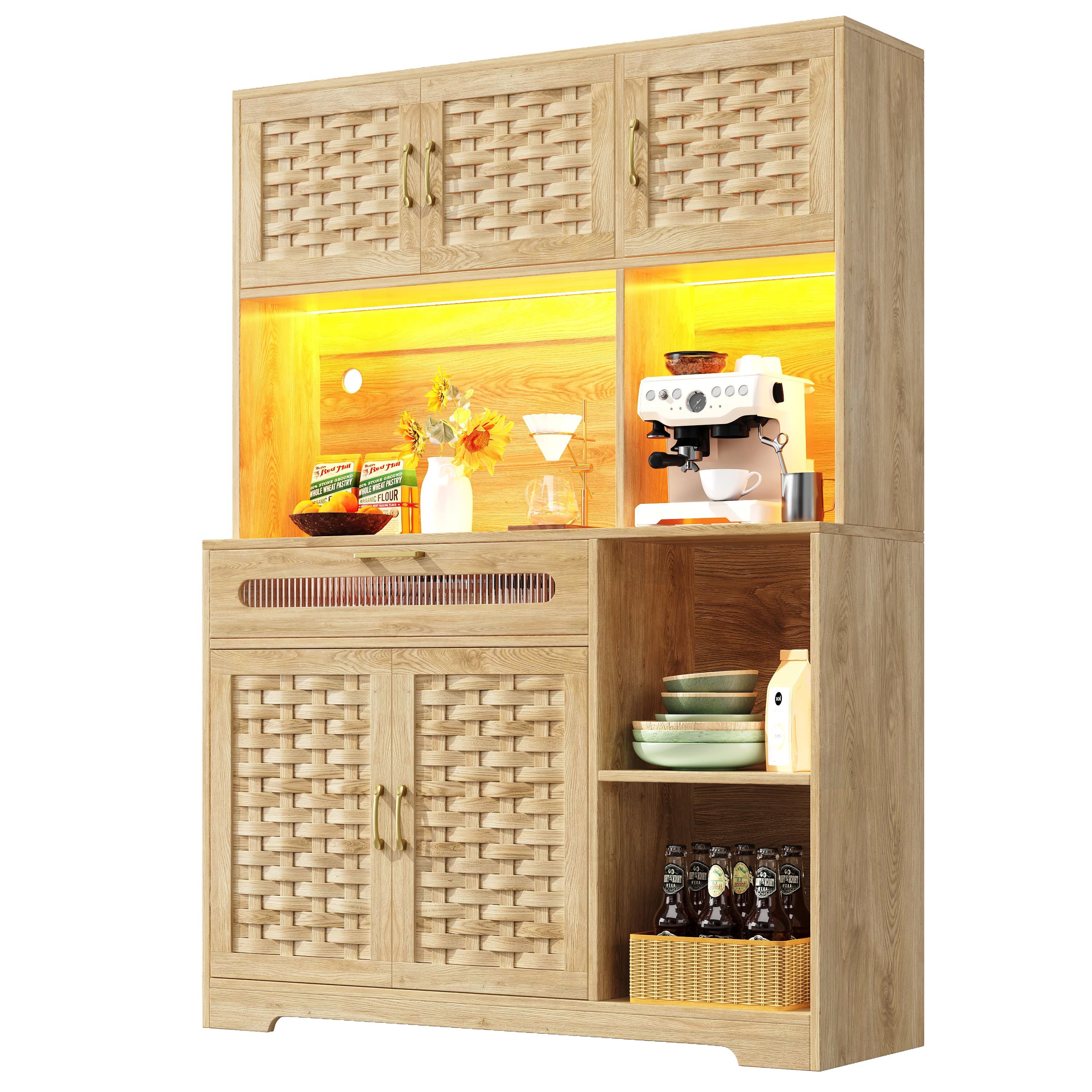 ANYSUN Hochschrank Küchenschrank,Esszimmerschrank mit LED-Beleuchtung (Set, 1er Set) Hochschränke fürs Wohnzimmer(120×40×180cm)