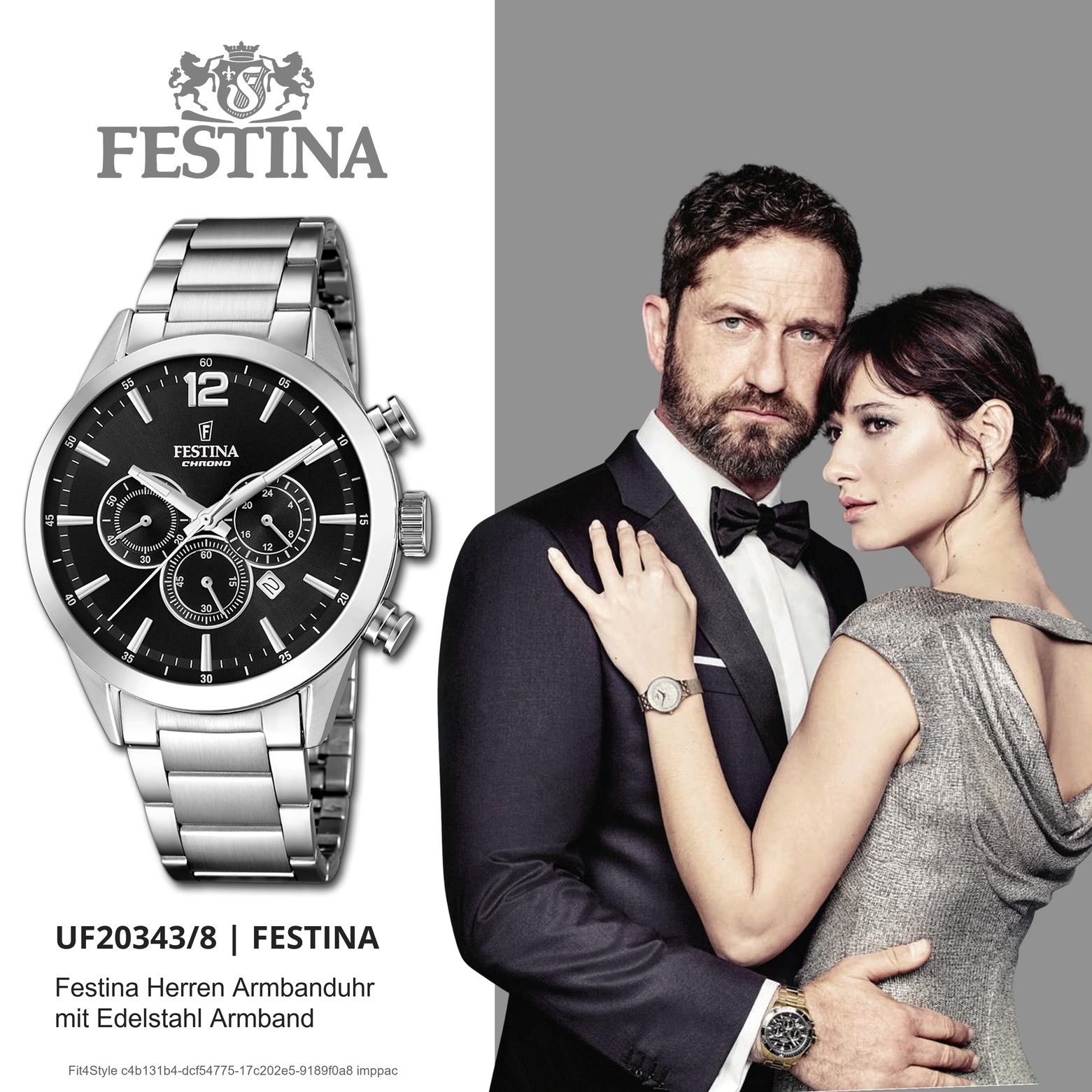 Festina Quarzuhr Festina Herrenuhr Edelstahl silber, (Chronograph), Herren Armbanduhr rund, Edelstahlarmband silber, Elegant