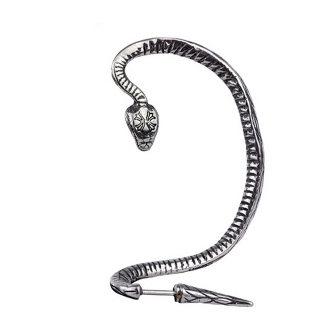 etNox Single-Ohrstecker mit Ohrklemme Ear Cuff Ohrring „Schlange“