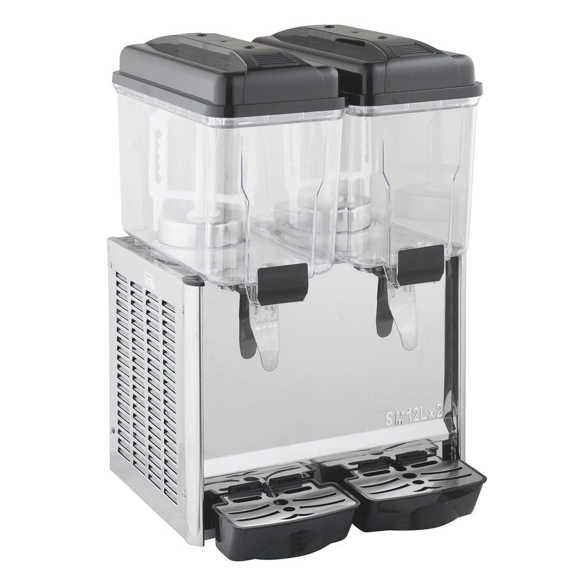 GastroHero Getränkespender Getränkespender ECO 2x12 Liter Doppel Saftspender, Integriertes Rührwerk, transparenter Polycarbonat-Behälter