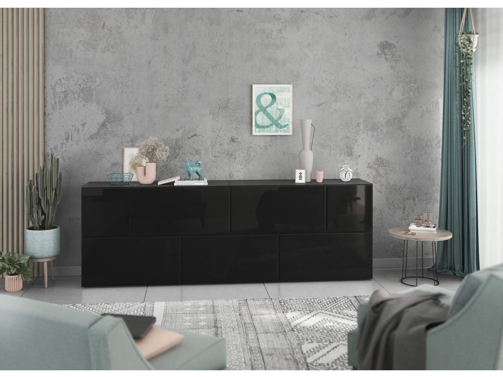 moebel-dich-auf Sideboard VARIANTO 4 (7 tlg., 228 cm breit, 1x Sideboard bestehend aus 5x Schrank mit Klappe und 2xkleiner Schrank), stehend und hängend