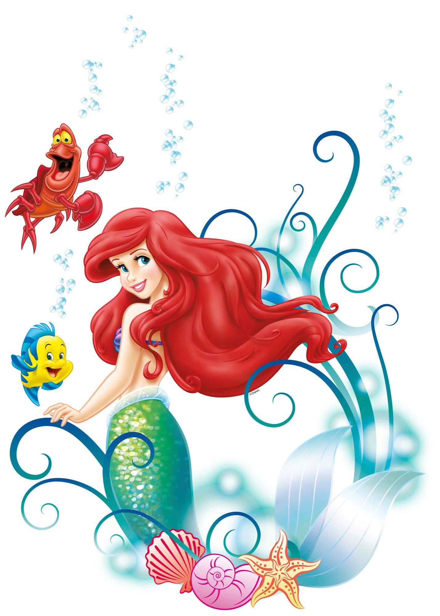Komar Wandtattoo Arielle - Größe 50 x 70 cm (9 St), selbstklebend, Wandsticker, Kinderzimmer