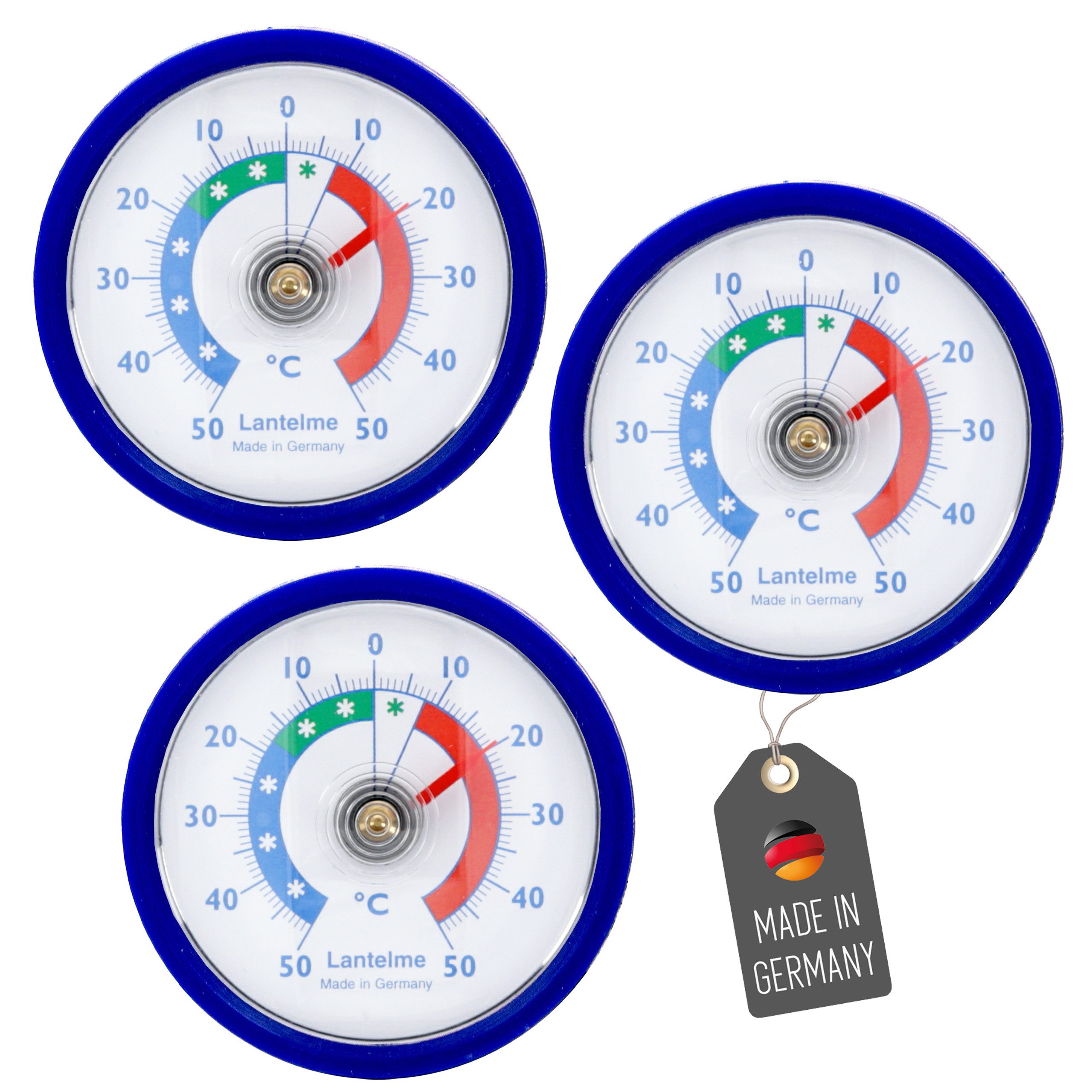 Lantelme Kühlschrankthermometer Kühlschrank Thermometer Set Selbstklebend, 3-tlg.