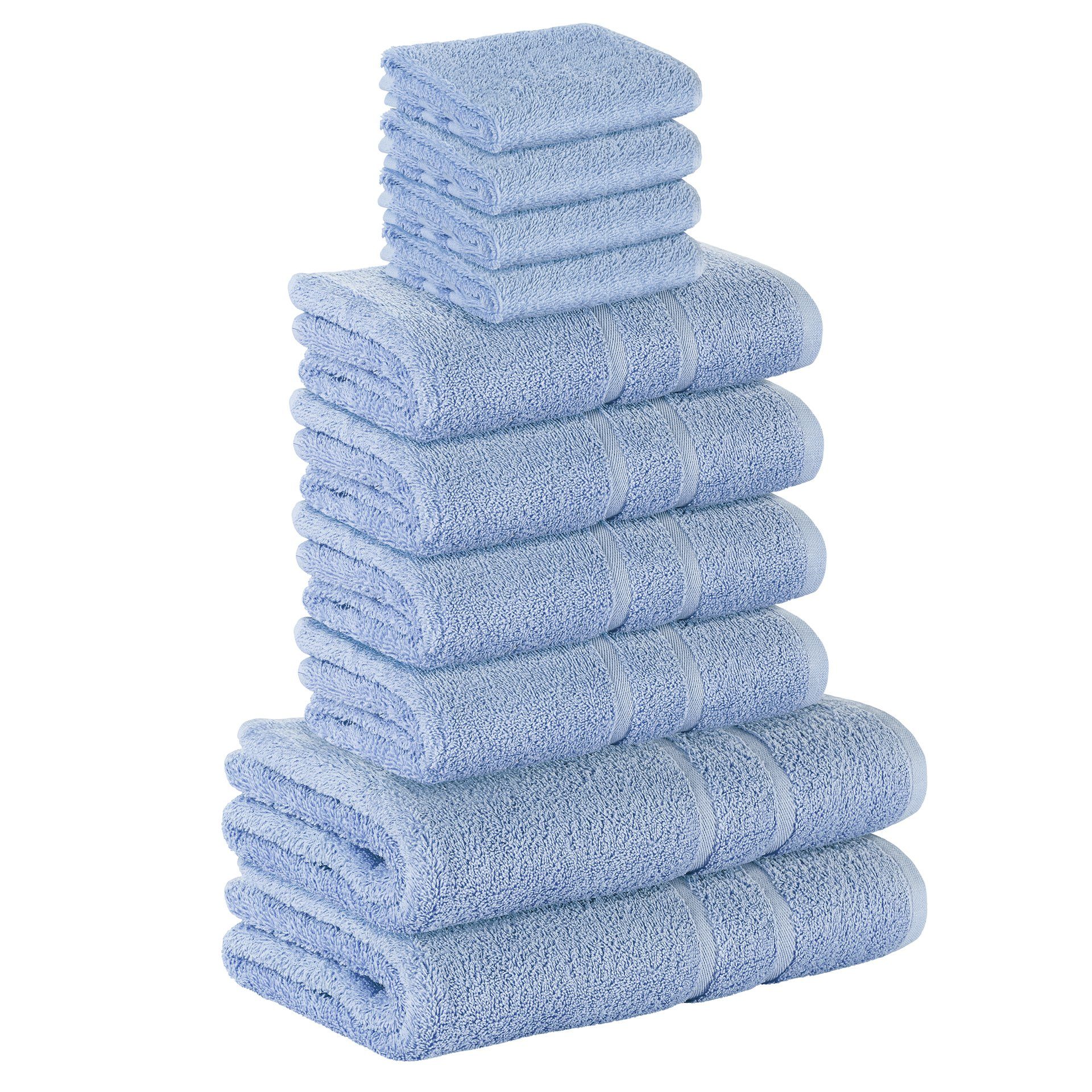 StickandShine Handtuch Set Baumwolle, Hellblau Handtücher (Spar-SET) 4x Duschtücher 100% Gästehandtuch 2x SET 4x