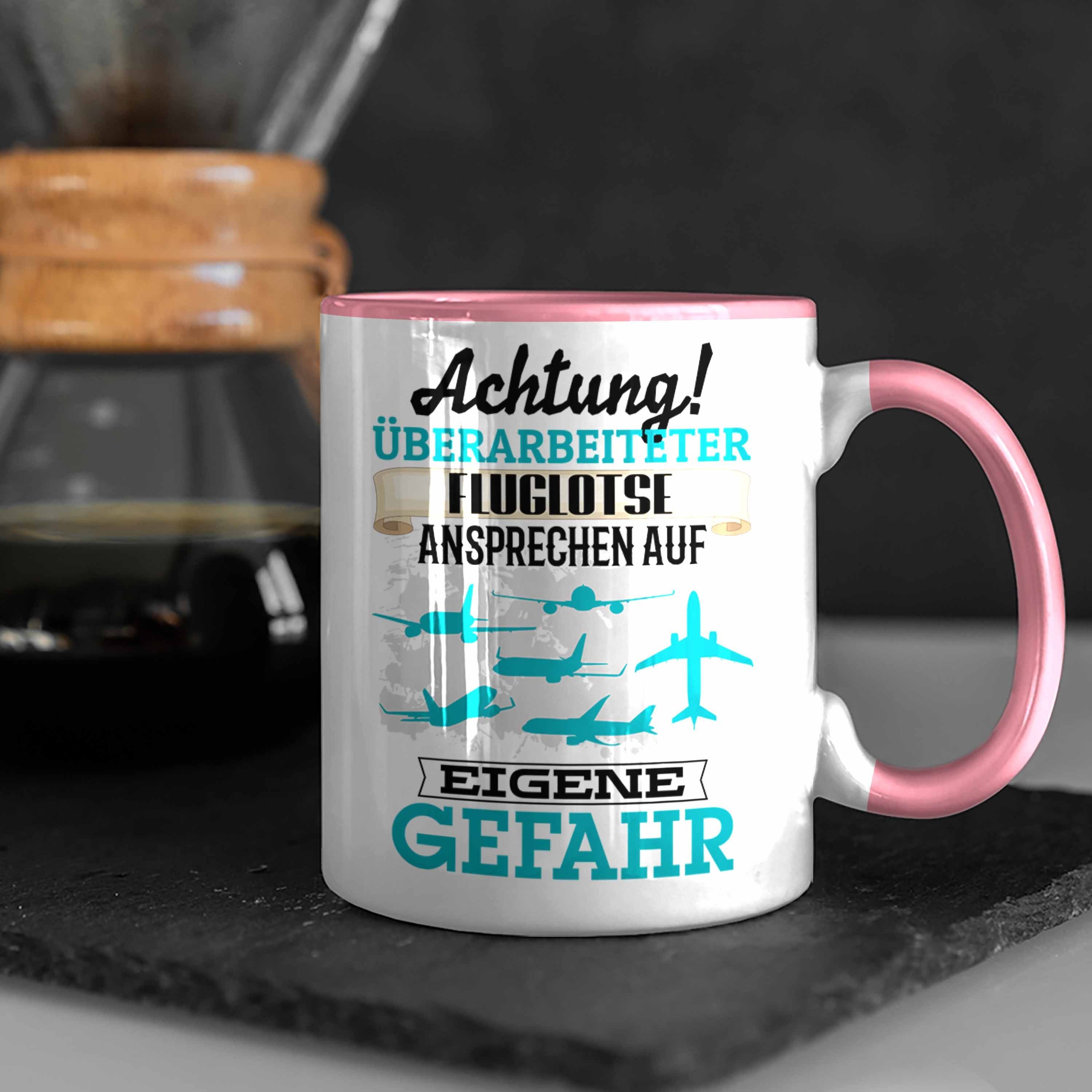 Fluglotse Lustiger Geschenk Trendation Kaffeebecher Geschenkidee Rosa Spruch Tasse Tasse für