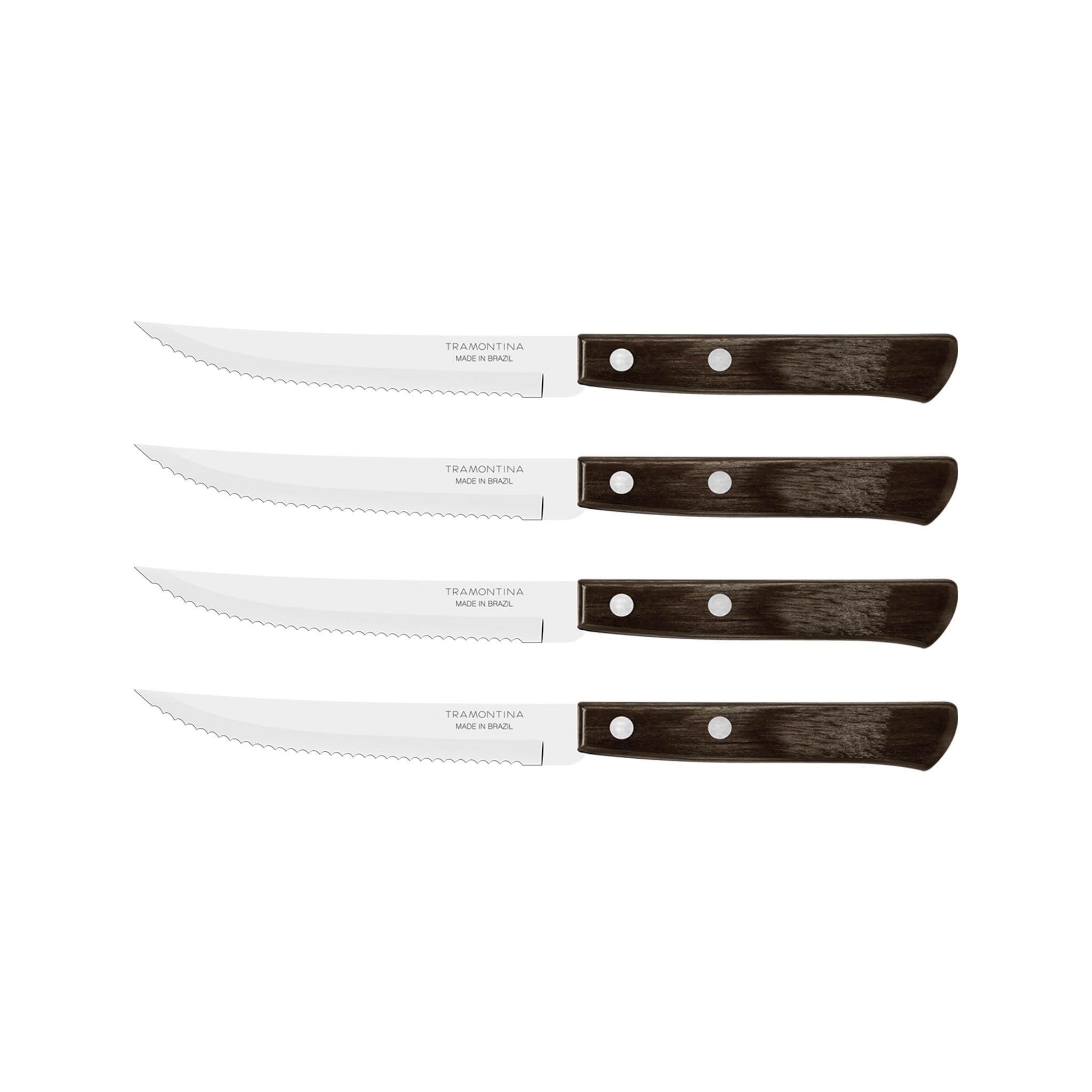 Steakmesser Steak-/Pizzamesser Set für 4 Personen - mit Holzgriff