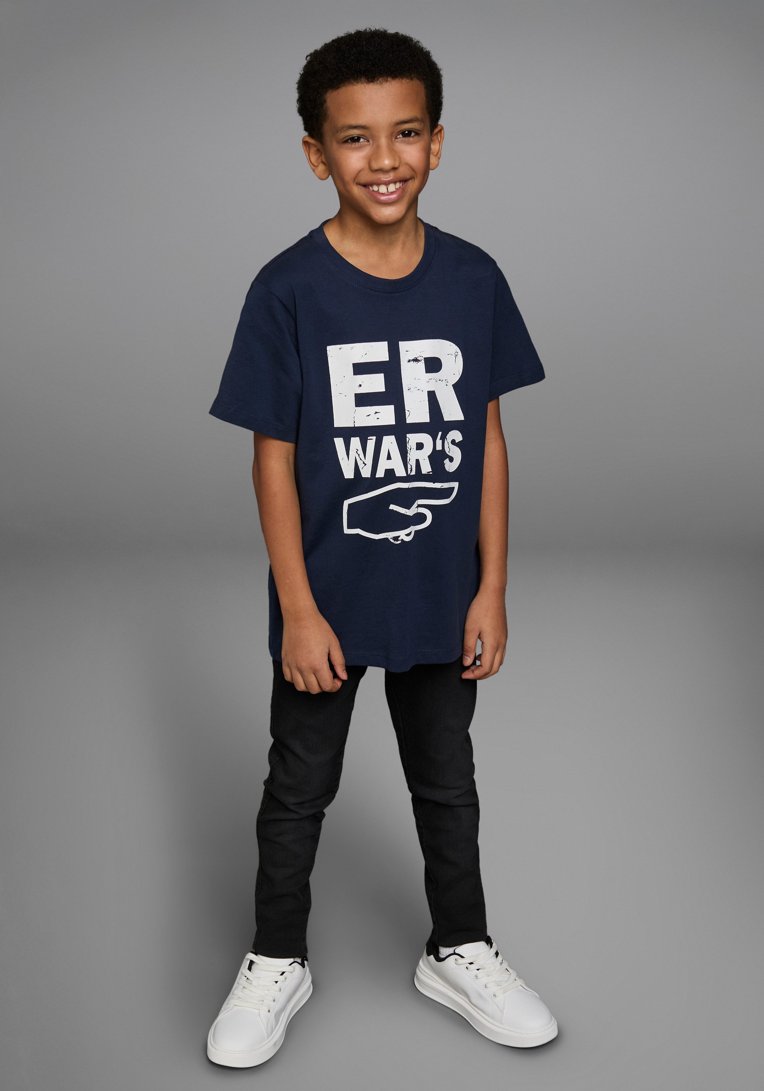 KIDSWORLD T-Shirt Sprücheshirt: ER WAR`S Immer einen coolen Spruch parat. Sprücheshirt