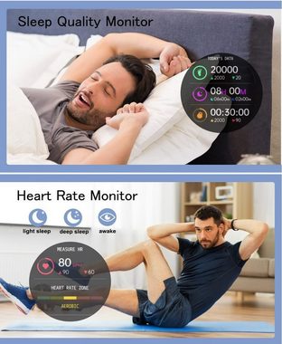 Lige Smartwatch (1,32 Zoll, iOS / Android), Herren HD Smart Watch Sprachanruf Fitness Tracker Uhr iOS Android