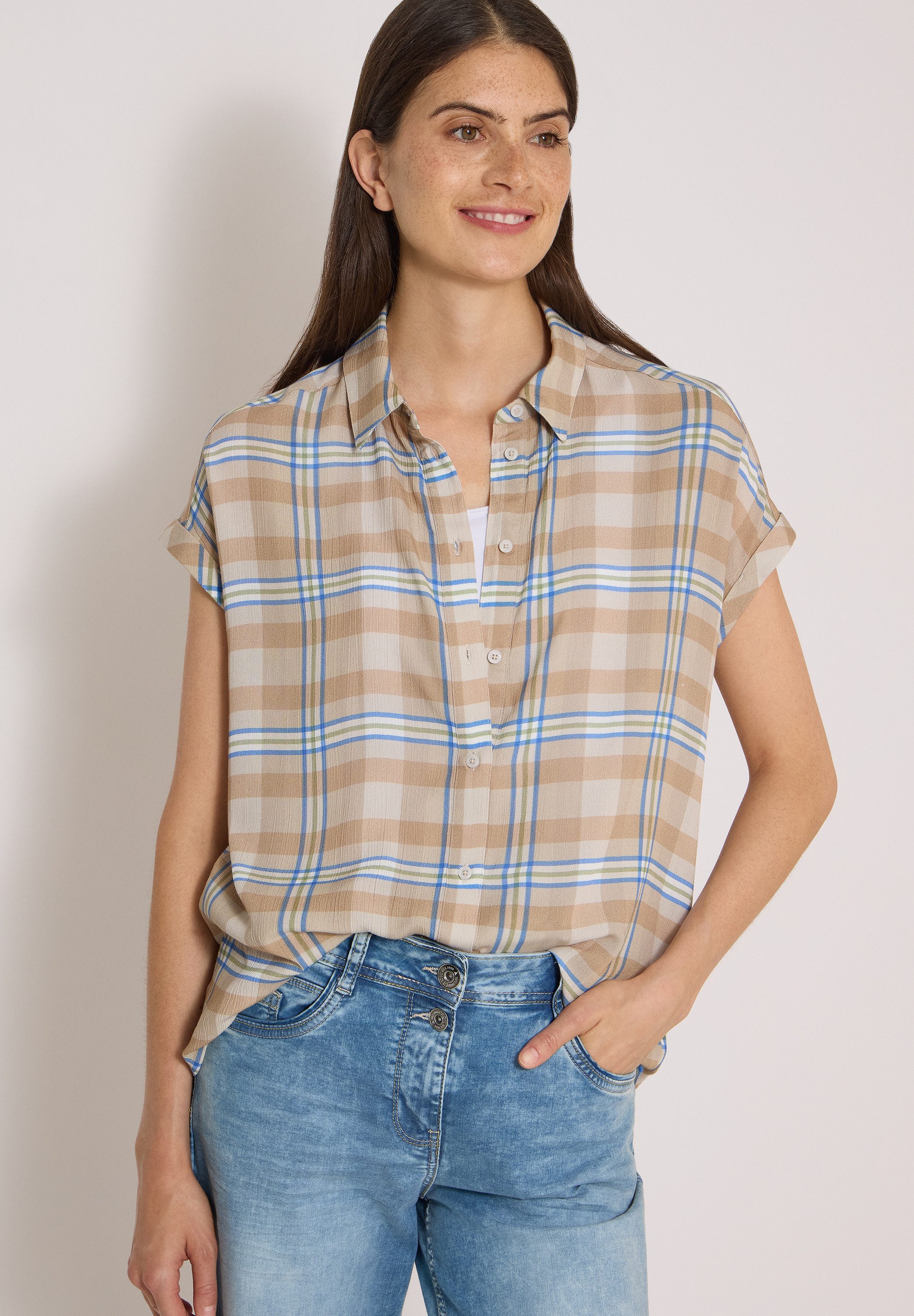 CECIL Kurzarmbluse mit allover Print