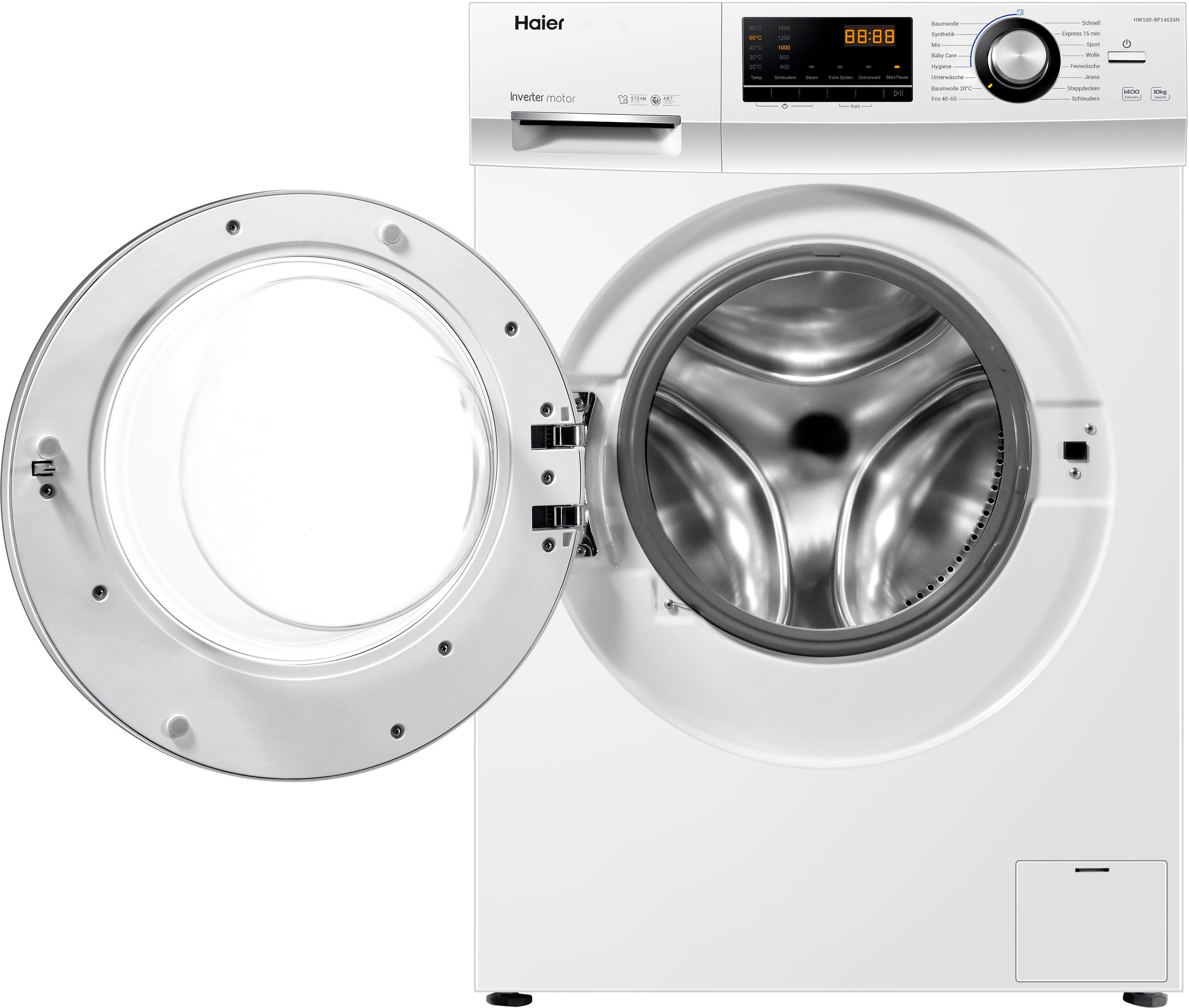 Haier U/min 10 Waschmaschine HW100-BP14636N, kg, 1400