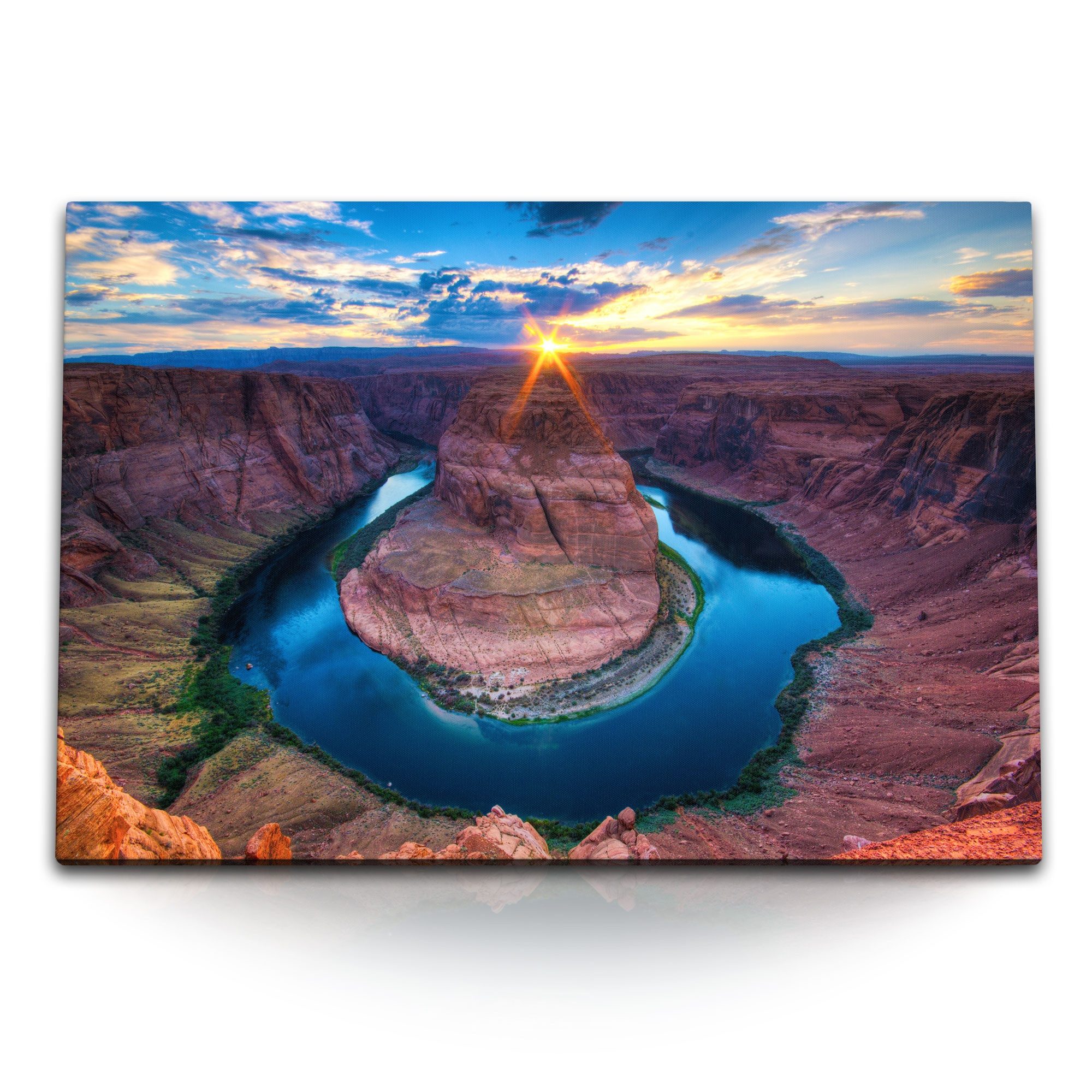 Leinwandbild 120x80cm Wandbild auf Leinwand Grand Canyon Fluss Berge Felsen Sonnenu