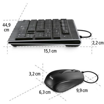 Hama Tastatur-/Maus-Set Cortino kabelgebunden Schwarz USB-A-Stecker Tastatur- und Maus-Set