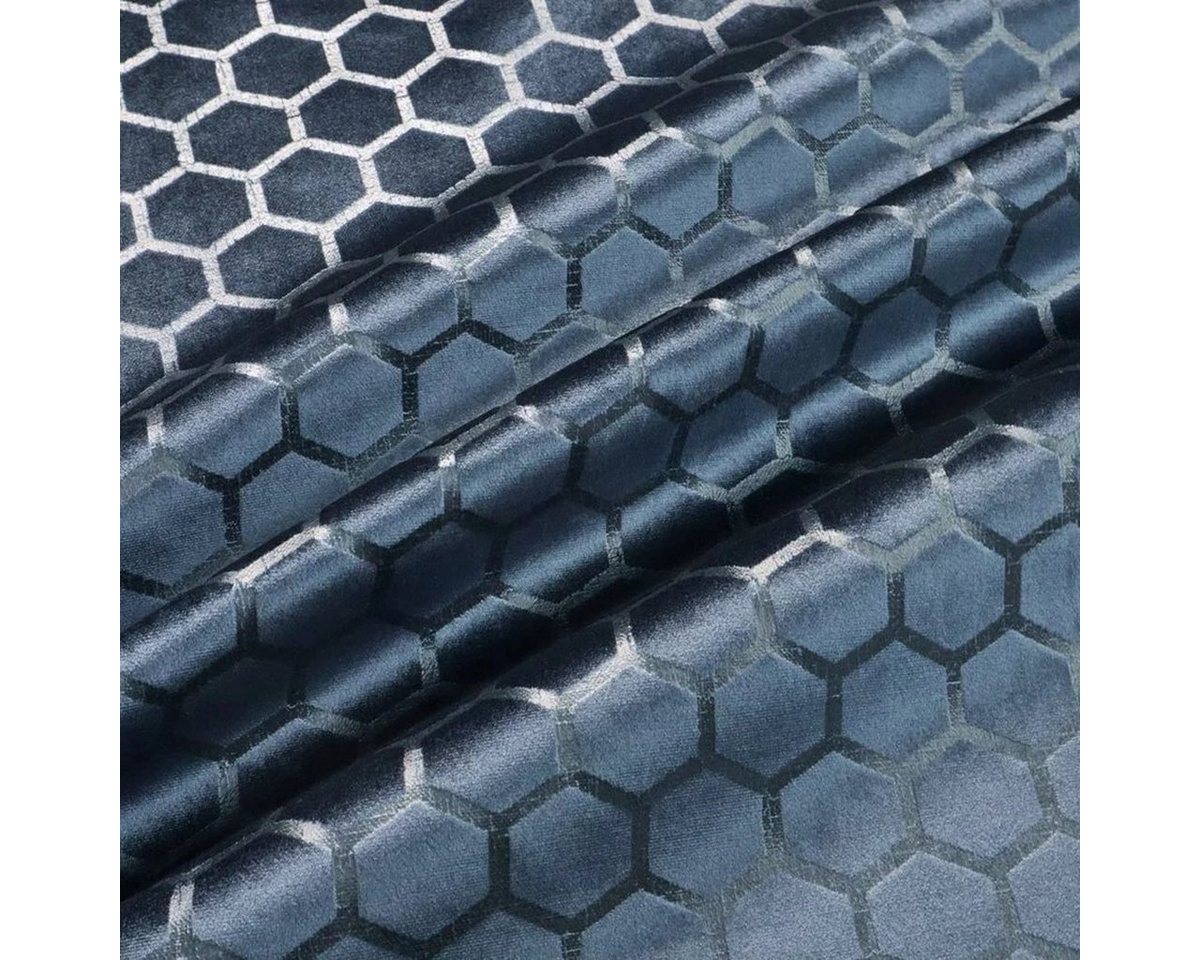 Thumbnail - Stofferia Stoff Polsterstoff Samt Hexa Midnight, Breite 142 cm, Meterware