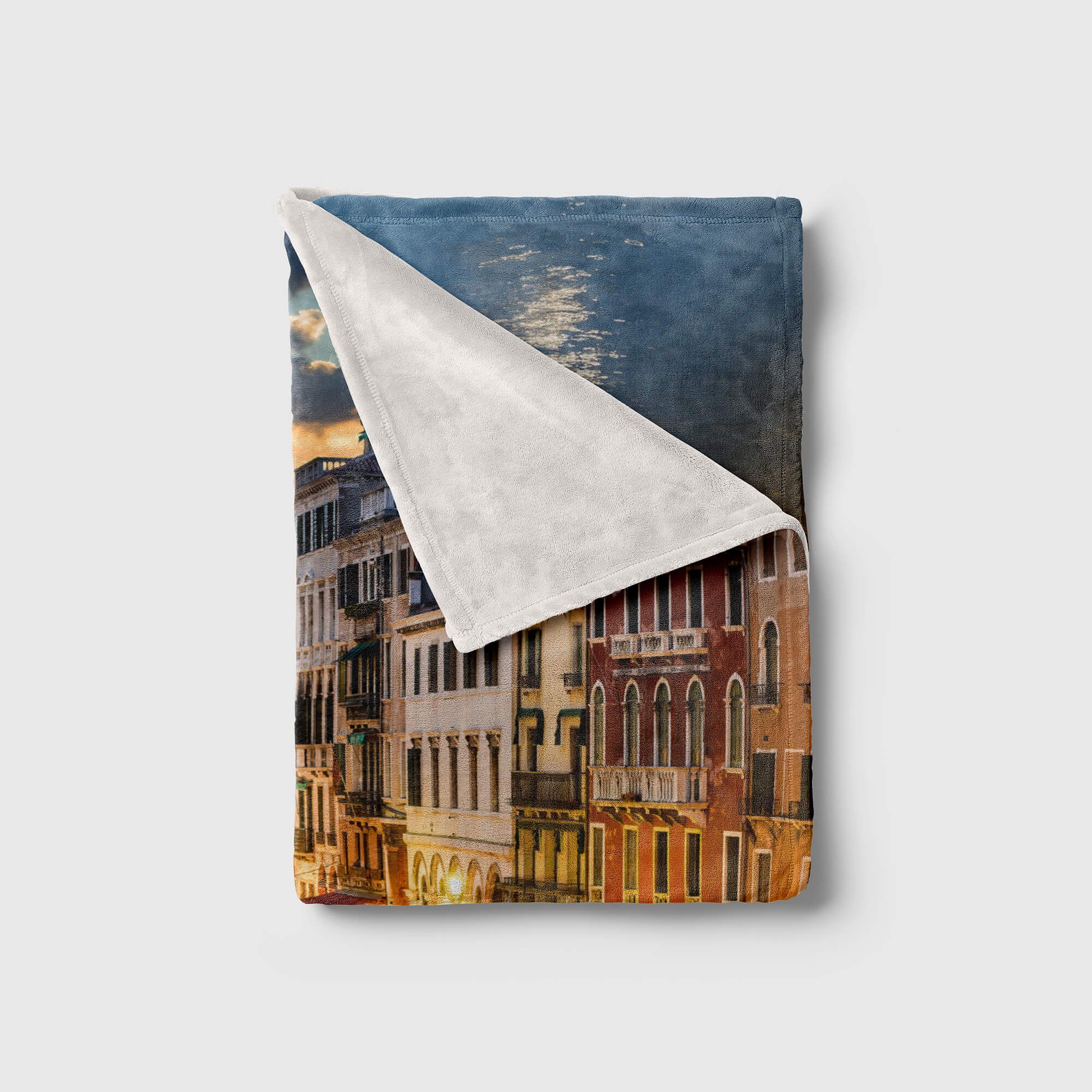 Kuscheldecke Venedig Sinus Strandhandtuch Saunatuch Baumwolle-Polyester-Mix mit Handtuch Fotomotiv Handtücher Handtuch Ka, Art (1-St), Italien
