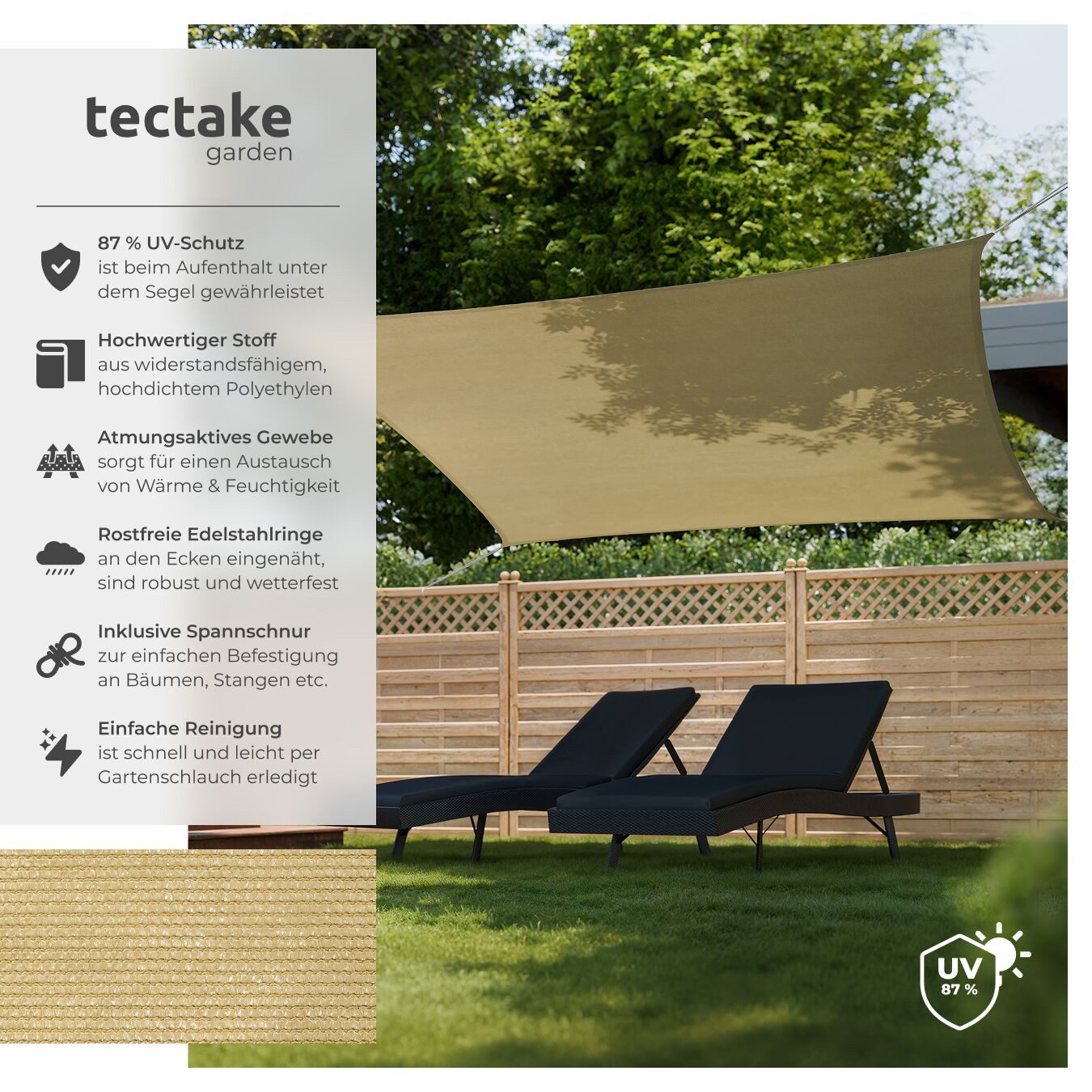 tectake Sonnensegel Sunny, (Set, 2 x günstig online kaufen