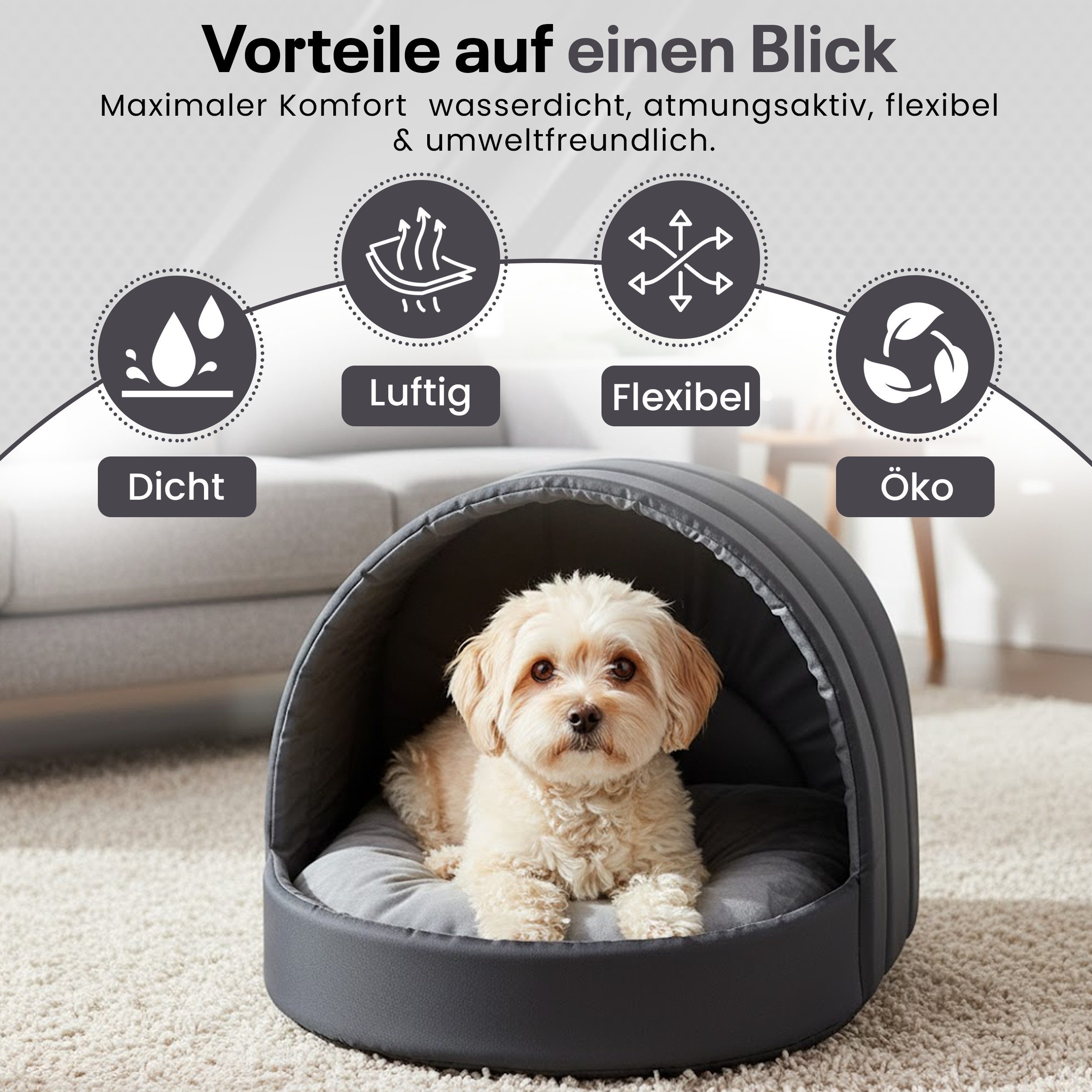 Best for Pets Hundehütte Best For Pets Gemütliches Hundehaus–Waschbares Bett für Hunde & Katzen