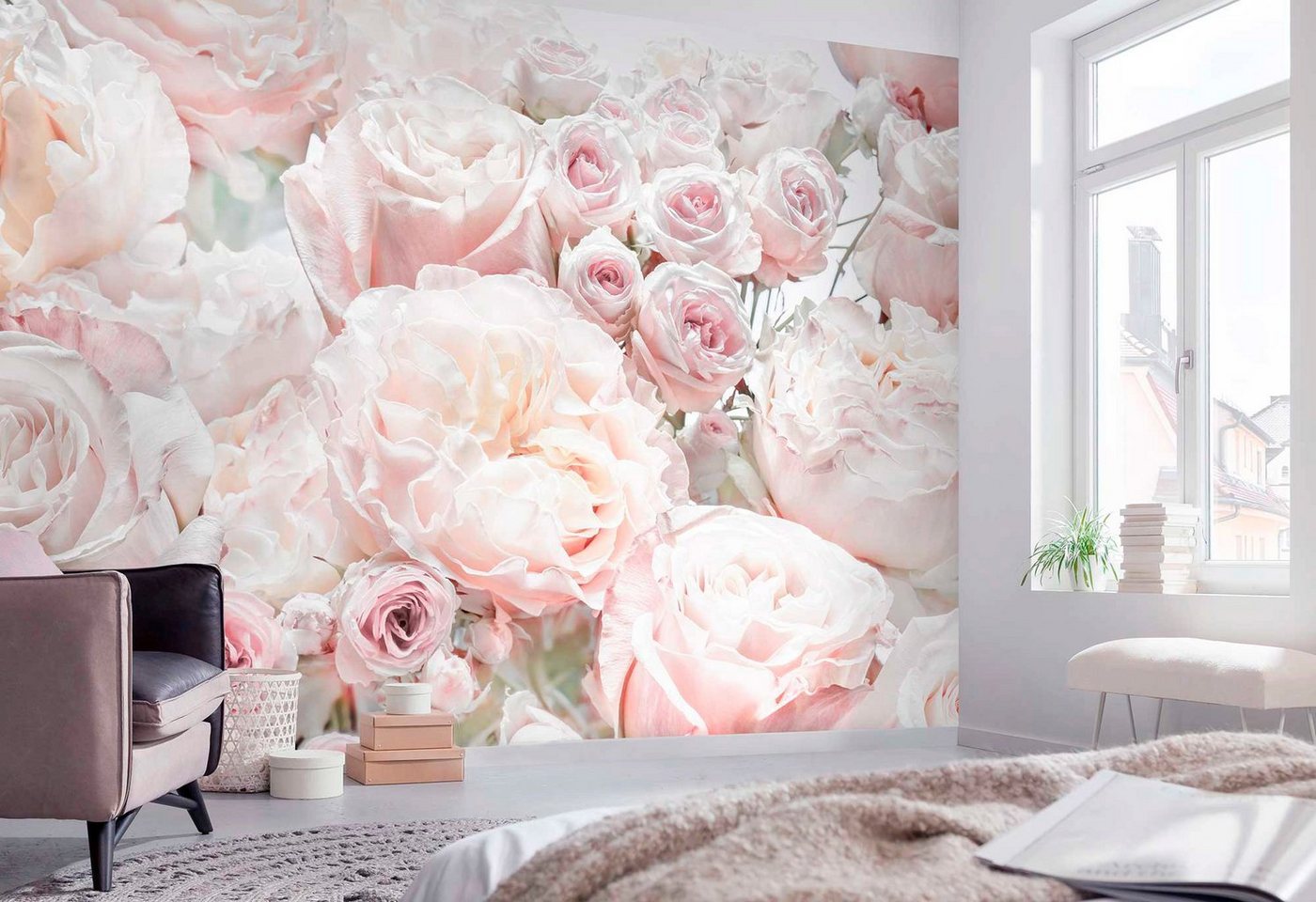 Komar Fototapete »Spring Roses«, glatt, bedruckt, Wald, geblümt, (Set), ausgezeichnet lichtbeständig-HomeTrends