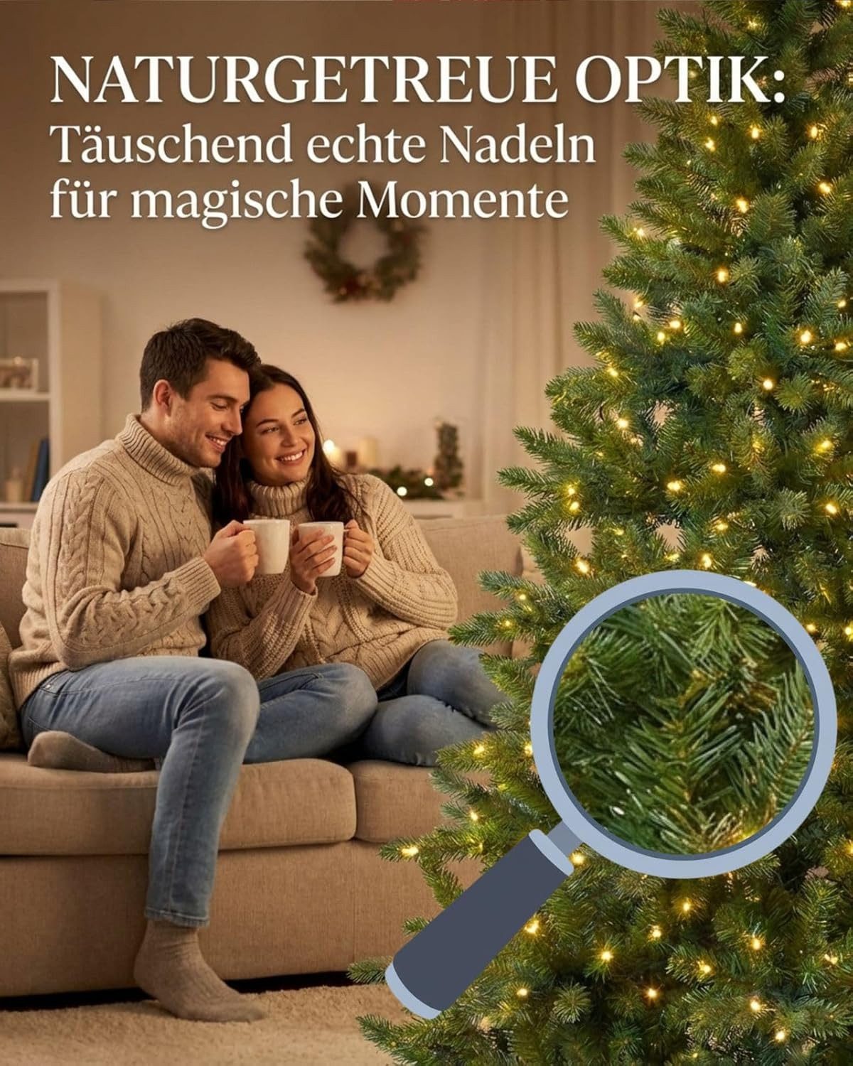 Waidmeister Künstlicher Weihnachtsbaum Weihnachtsbaum Künstlich mit LED Beleuchtung - Premium Christbaum
