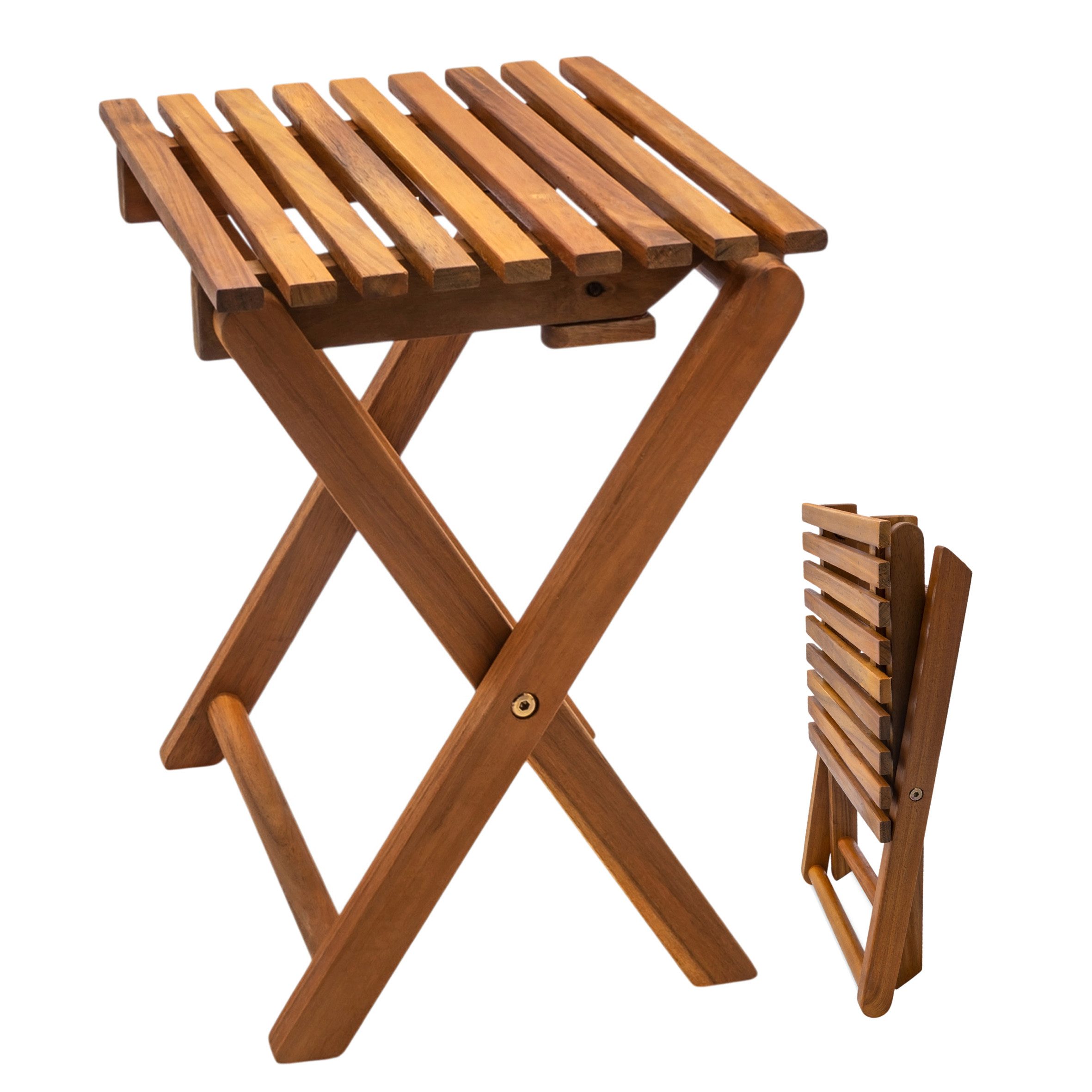 Spetebo Hocker Akazien Klapphocker natur geölt 37 x 29 cm (Anzahl, 1 St., Stück), Platzsparend zusammenklappbar