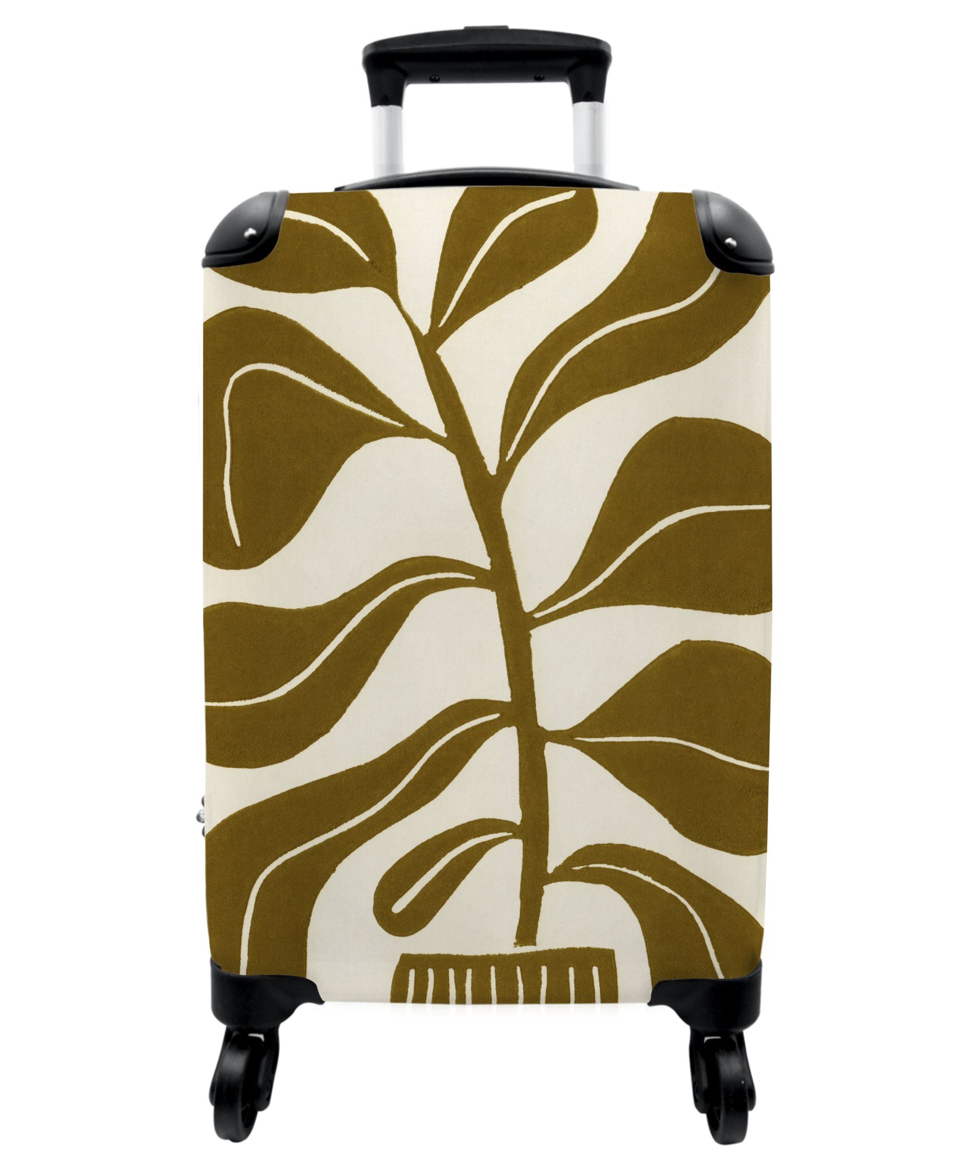 NoBoringSuitcases.com© Handgepäckkoffer 55x35x20cm Pflanze - Blume - Pastell - Blatt, 4 Rollen, Handgepäck Trolley Rollkoffer Kleine Reisekoffer mit 4 Rollen - Cabin