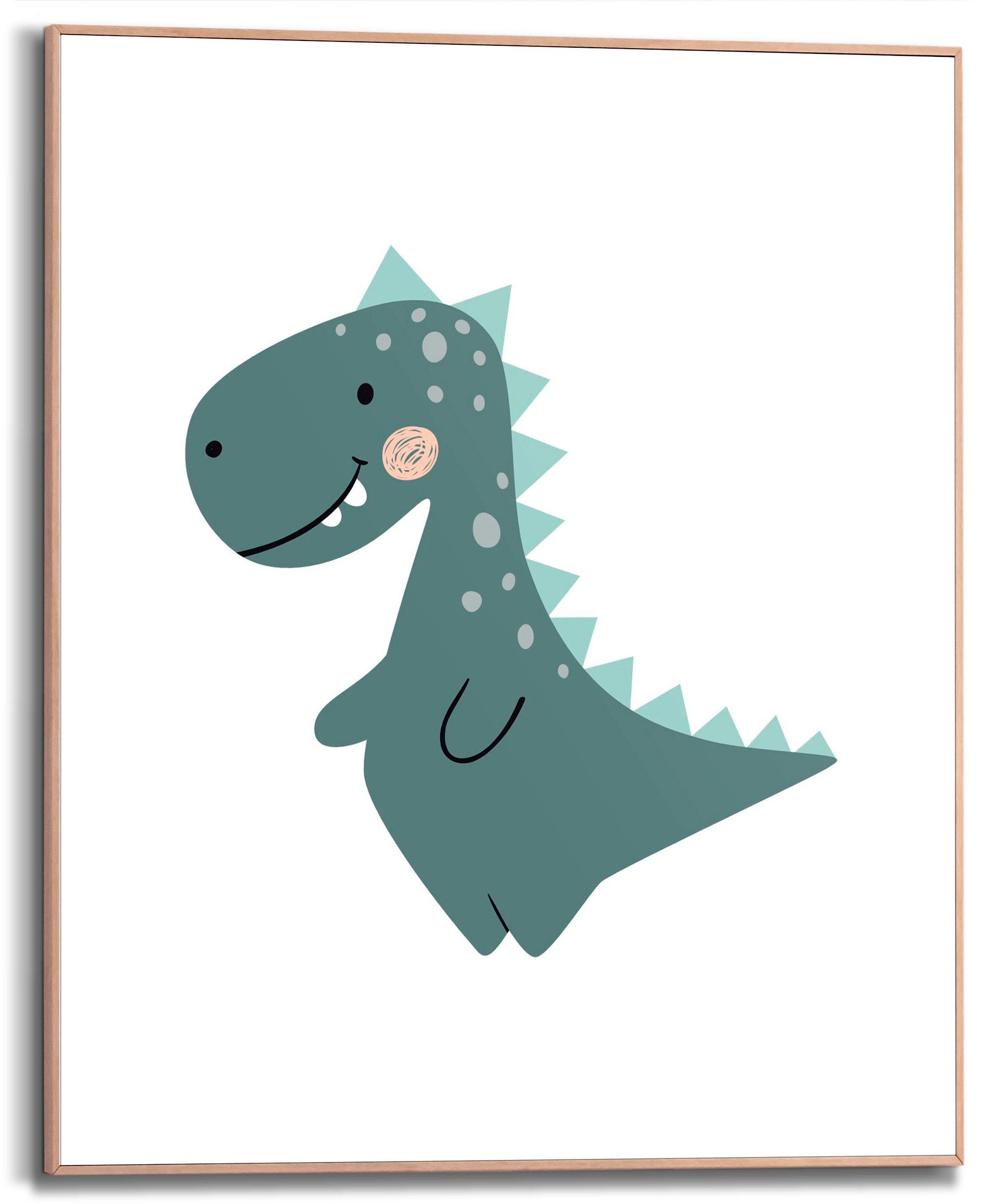 Reinders! Bild mit Rahmen Dekorativer Dino - (1 grey, St), Kids Kunstdruck