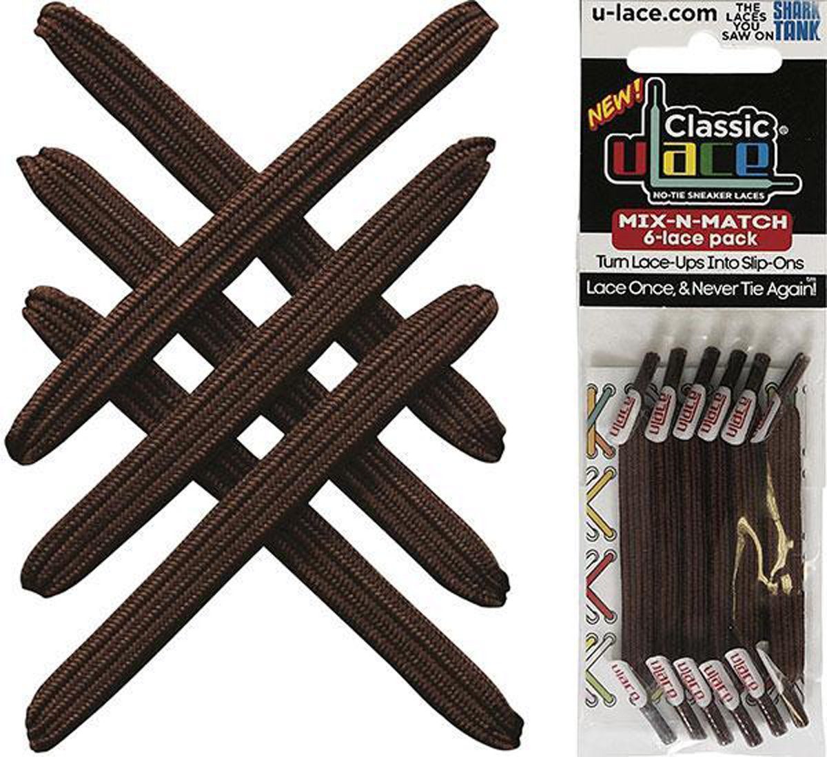 U-Laces Schnürsenkel Classic Mix N Match 6 Stück - elastische Schnürsenkel mit Wiederhaken