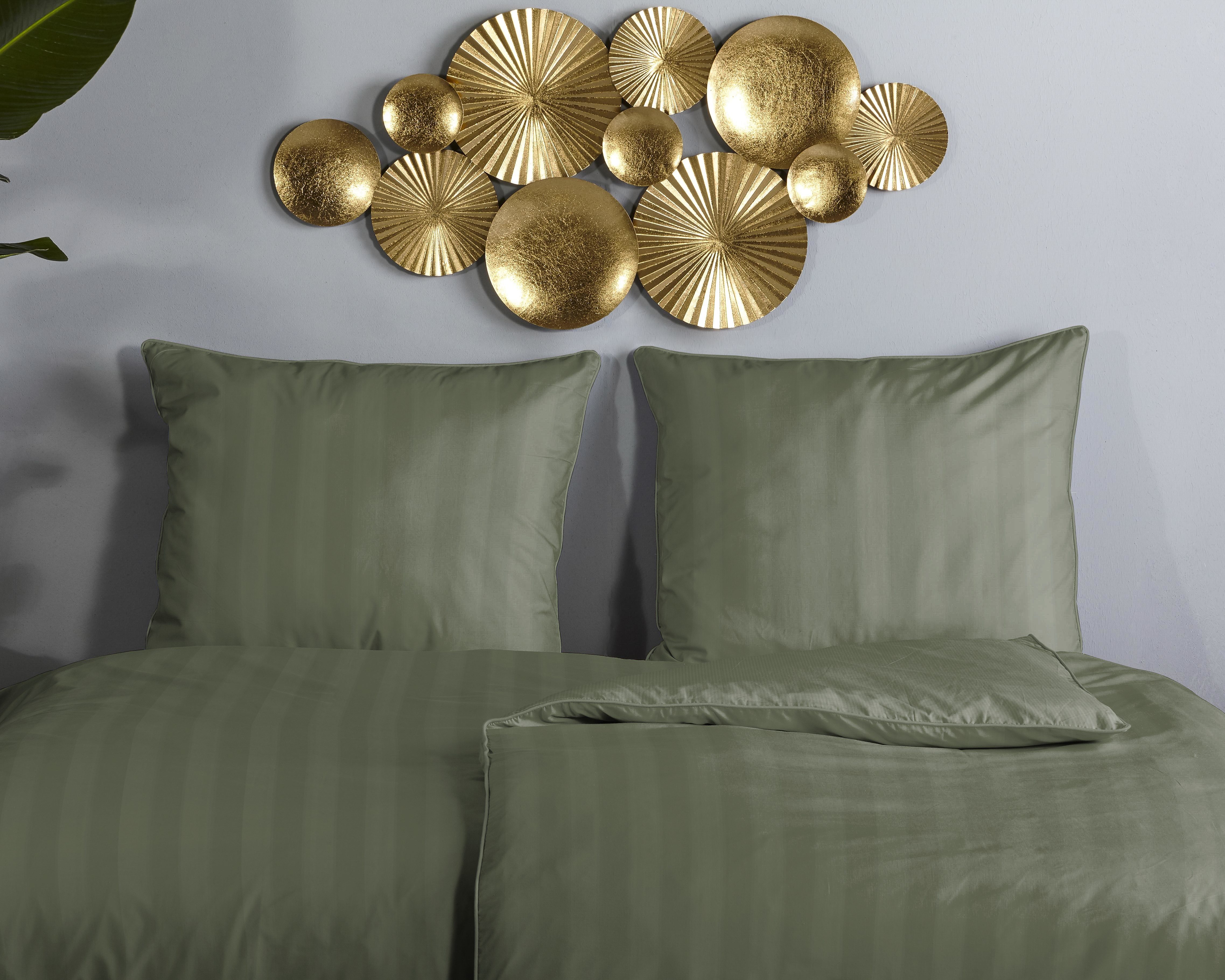 Descanso Wendebettwäsche Hotel Sevilla, Satin, 2 teilig, Satin, Reißverschluss, Wende, Luxe, Streifen, uni