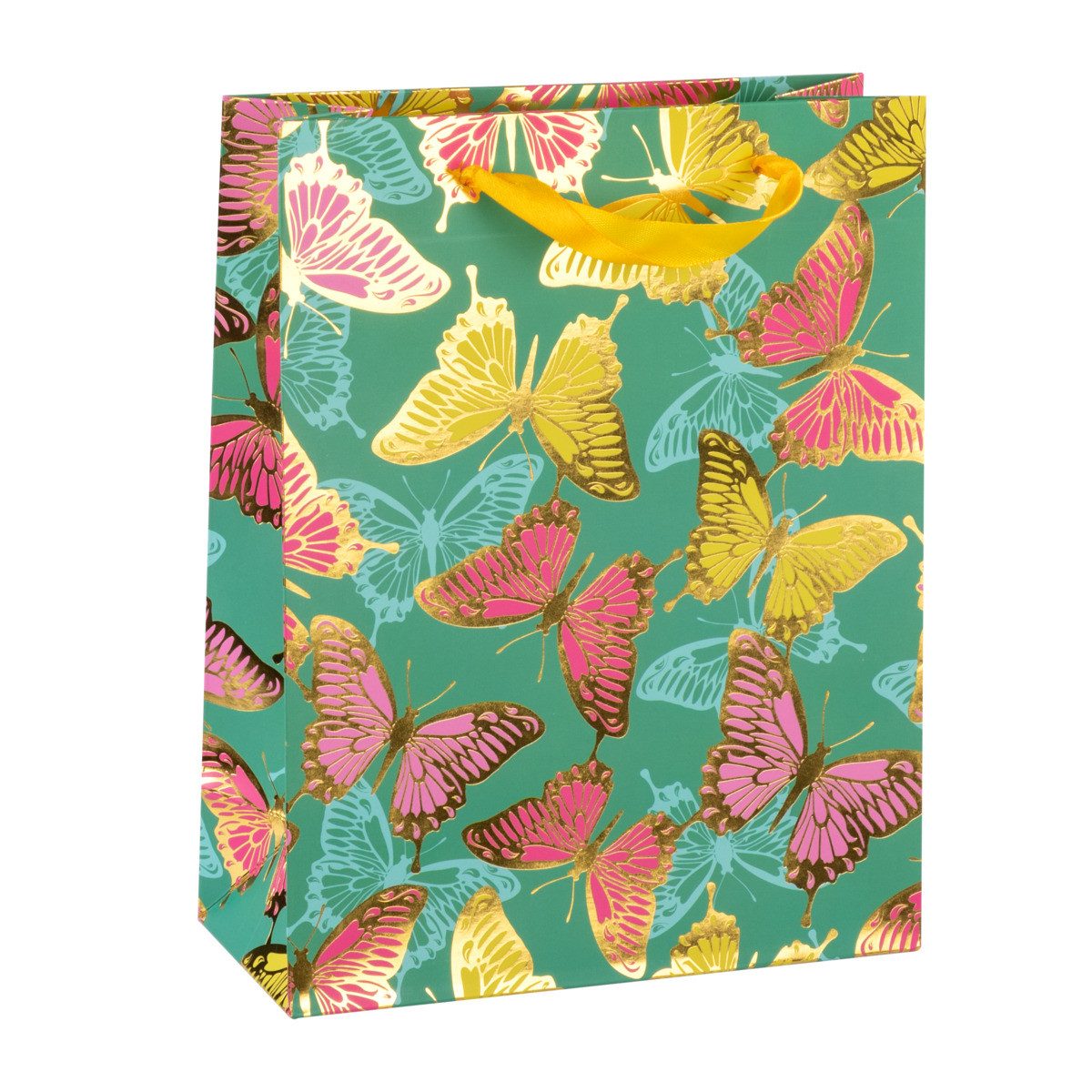 Idena Tragetasche Idena Geschenktasche Schmetterlinge 18x23x8cm 210g/m² Heißprägung