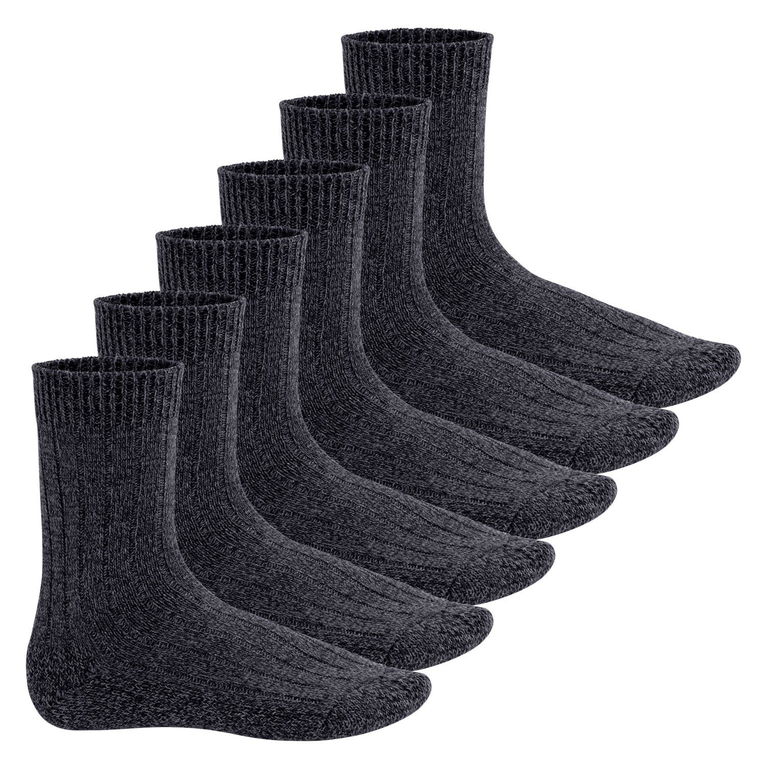 Footstar Norwegersocken Herren Winter Norweger Socken (6 Paar) Frottee Plüschsohle Grey Melange
