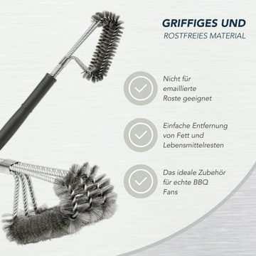 BlueCraft Grillbürste, Premium Grill-Bürste - Edelstahl Reinigungs-Bürste mit 360° Reinigung von Gas-Grill, Elektro-Grill & Holzkohle-Grill - Grill-Reiniger - Schwarz