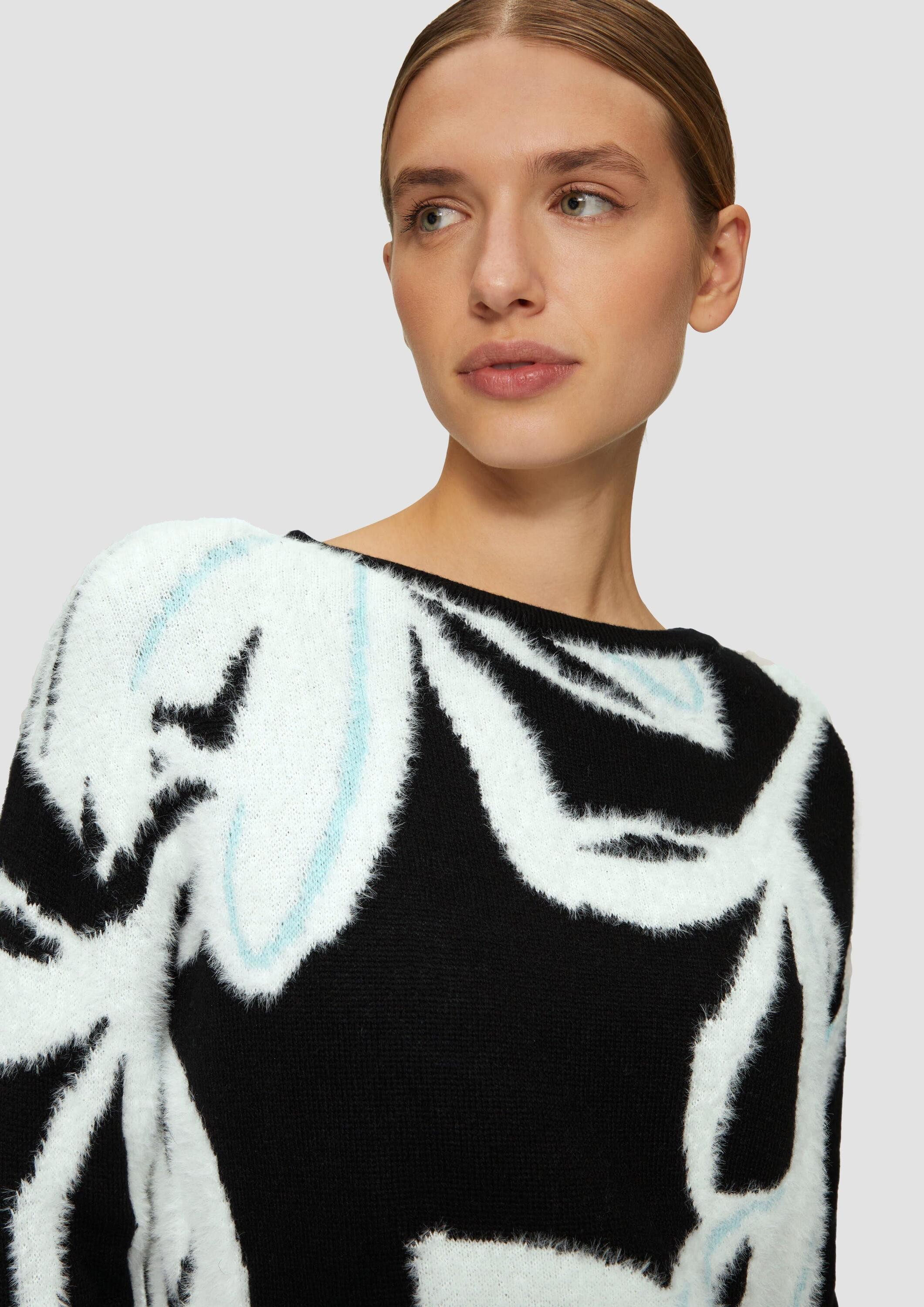 s.Oliver Longpullover Strickpullover Strickpullover mit Intarsienmuster