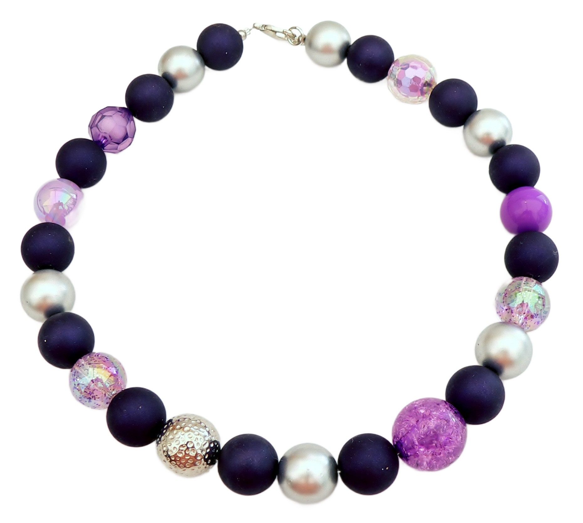 traumschmuck Statementkette 089d Statementkette Halskette Perlenmix 16-20mm lila (Muttertag), handgefertigt, Made in Germany