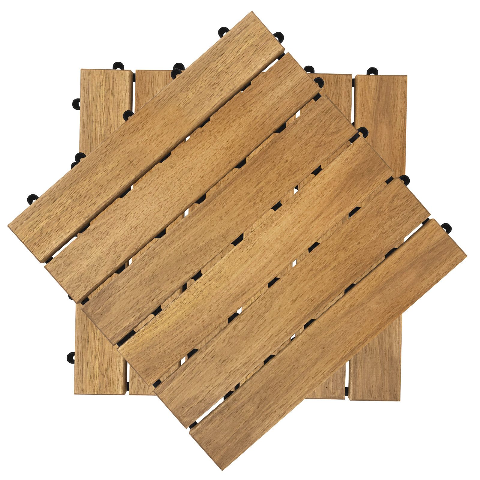 FIVMEN Holzfliesen 6 Latten Terrassenfliesen Klicksystem 30x30 cm -Modell A, 55 St., für Balkon, Garten, Terrasse