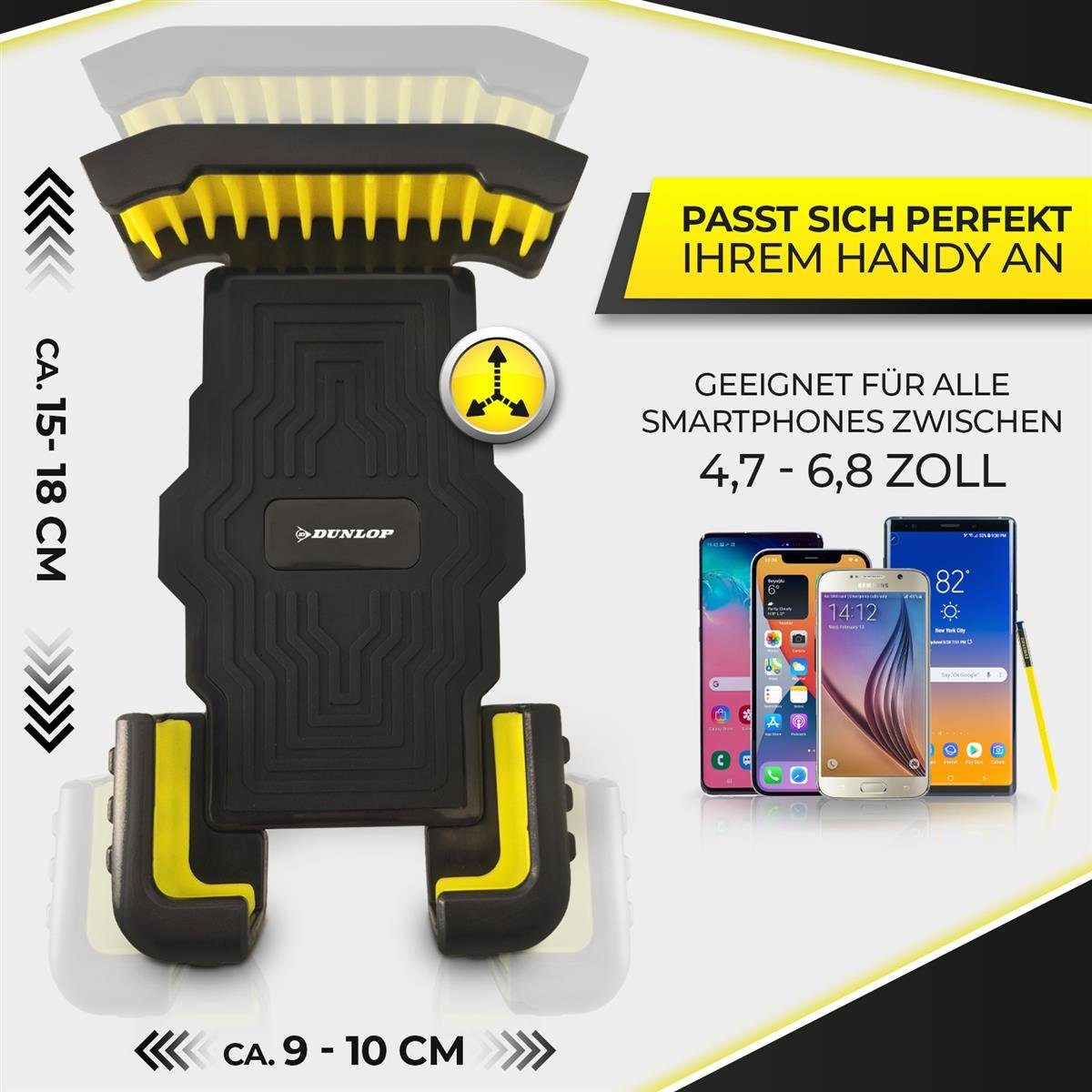 Dunlop Handy-Halterung Handyhalterung Fahrrad Halterung Dunlop, (bis 6.8 Zoll, SICHERE Universal Halterung Fahrrad Motorrad ANTI SHAKE)