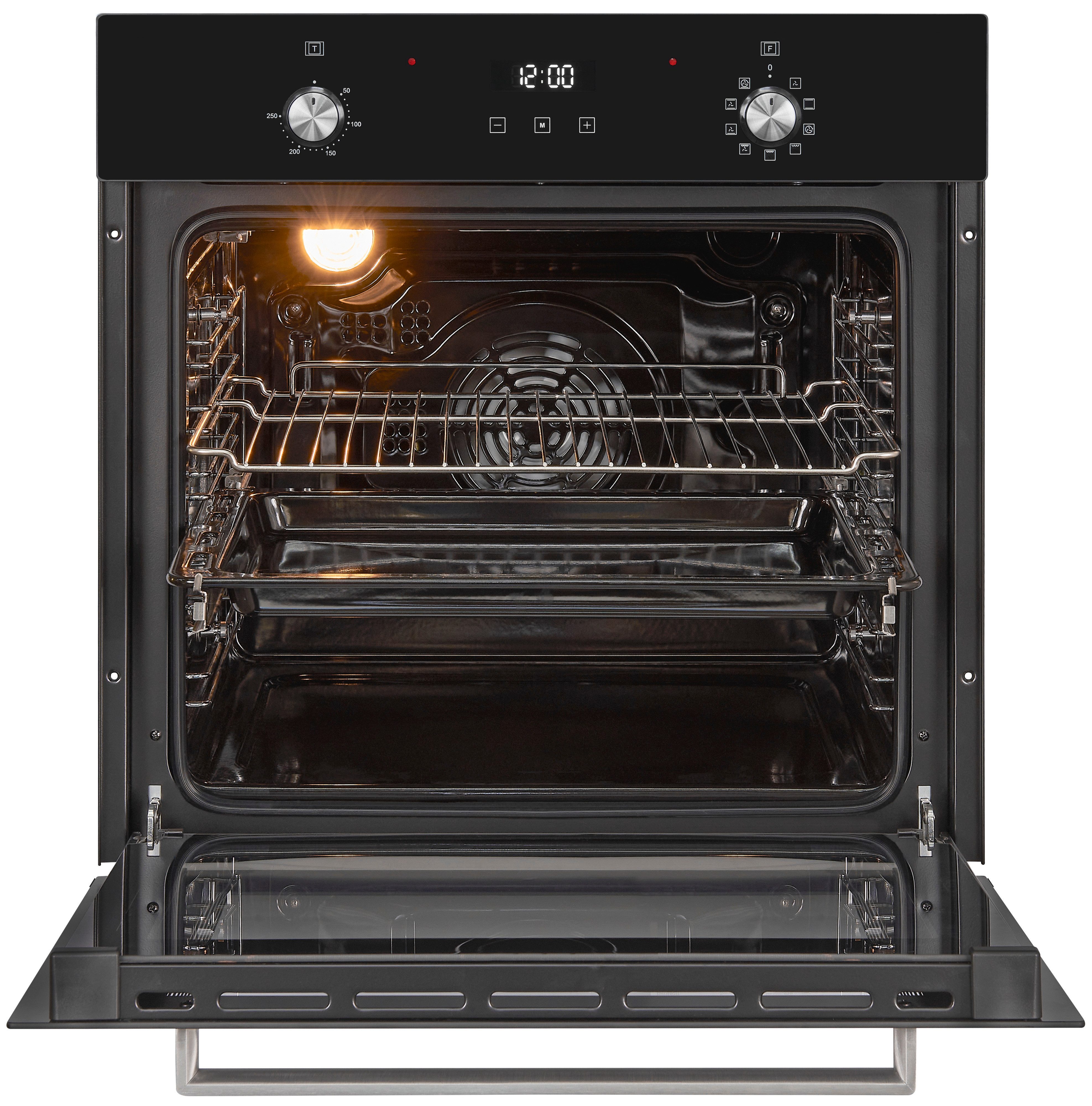 exquisit Backofen EBE76-9-H-020, mit 1-fach-Teleskopauszug, Pizzafunktion – ideal für Pizza, Focaccia und mehr!