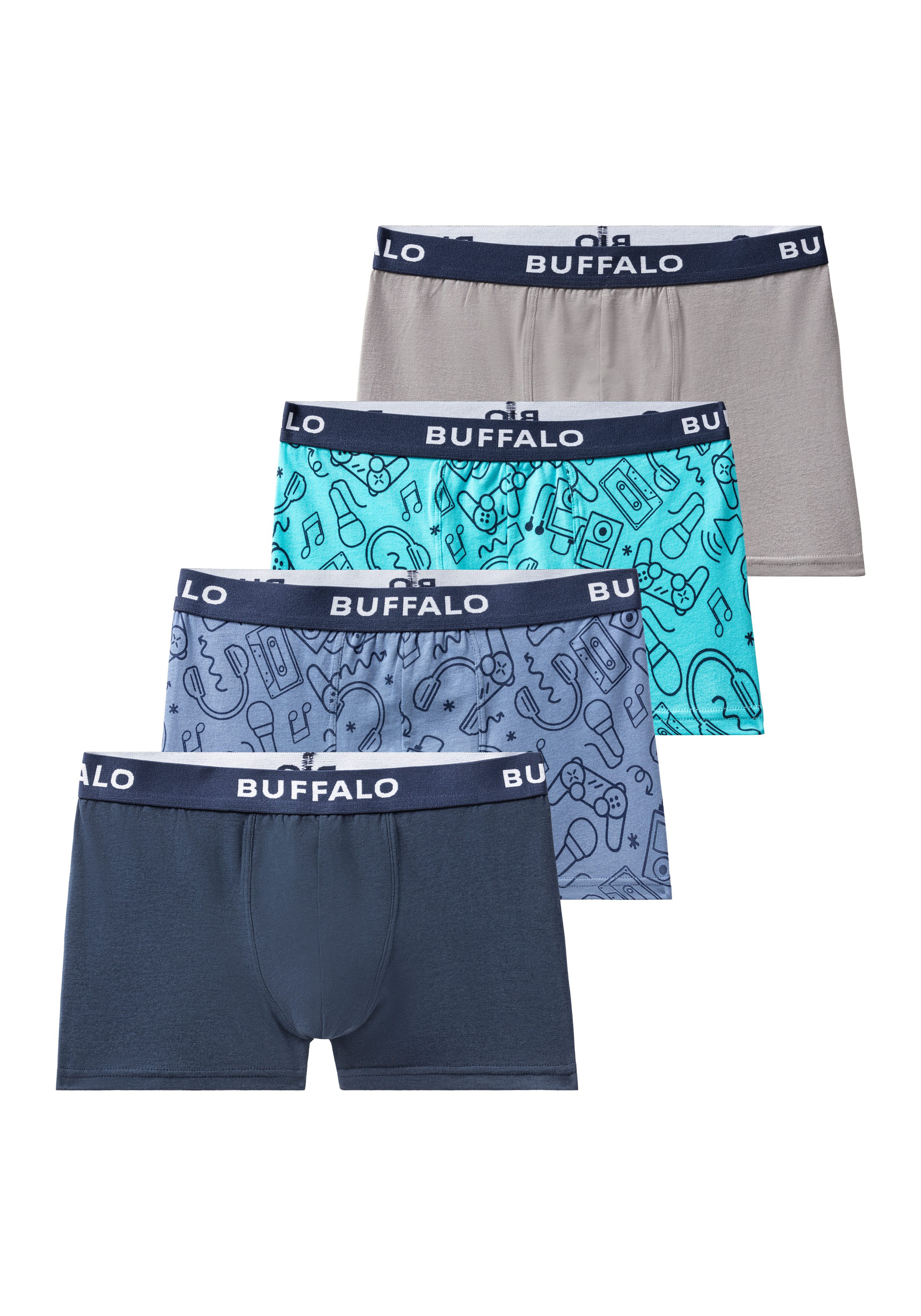 Buffalo Boxer Боксерские мужские трусы, боксерки für Jungen (Packung, 4-St) unifarben und mit Gaming-Print