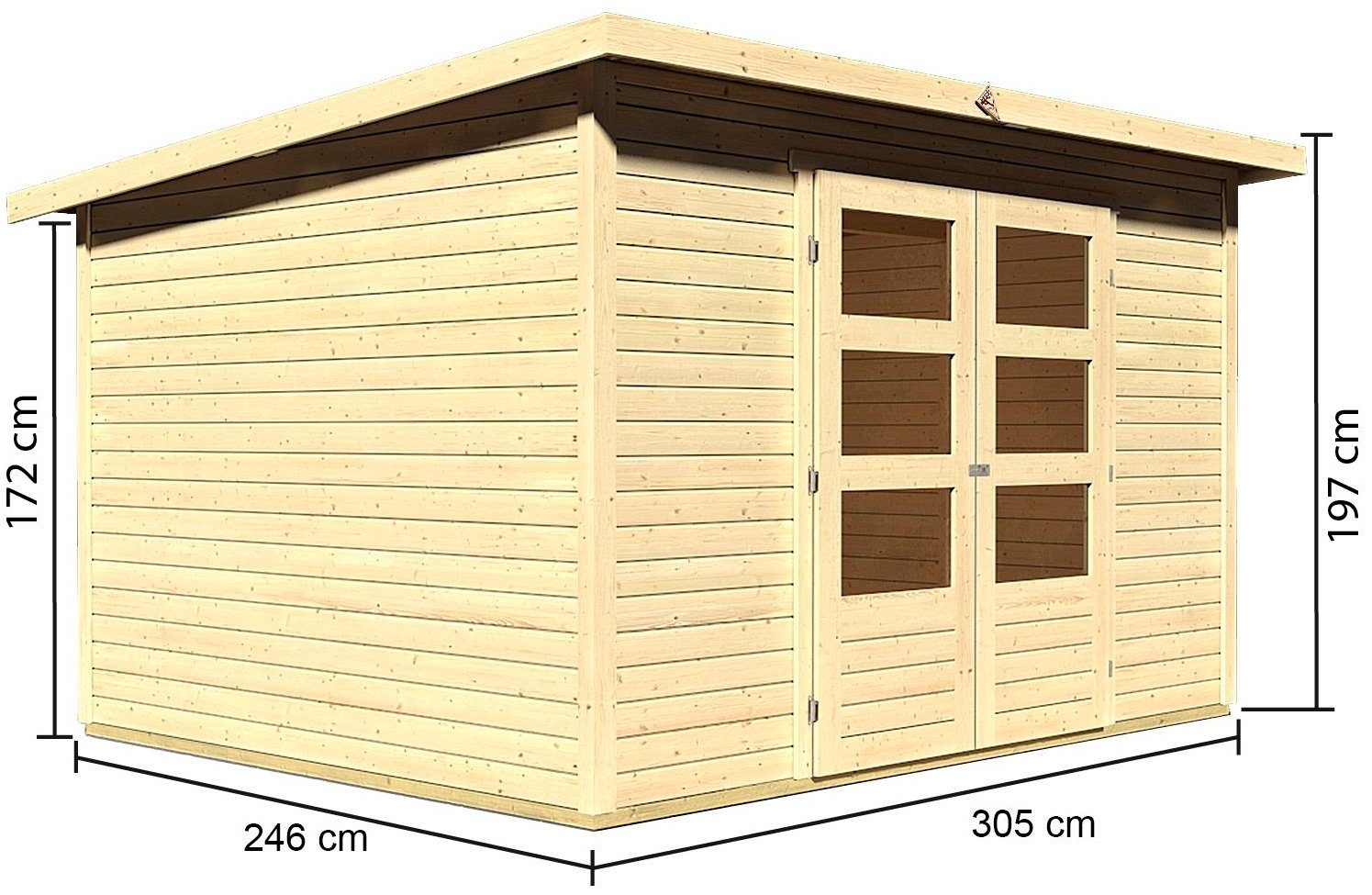 Karibu Gartenhaus Stockach 5, BxT: 330x282 naturbelassen cm