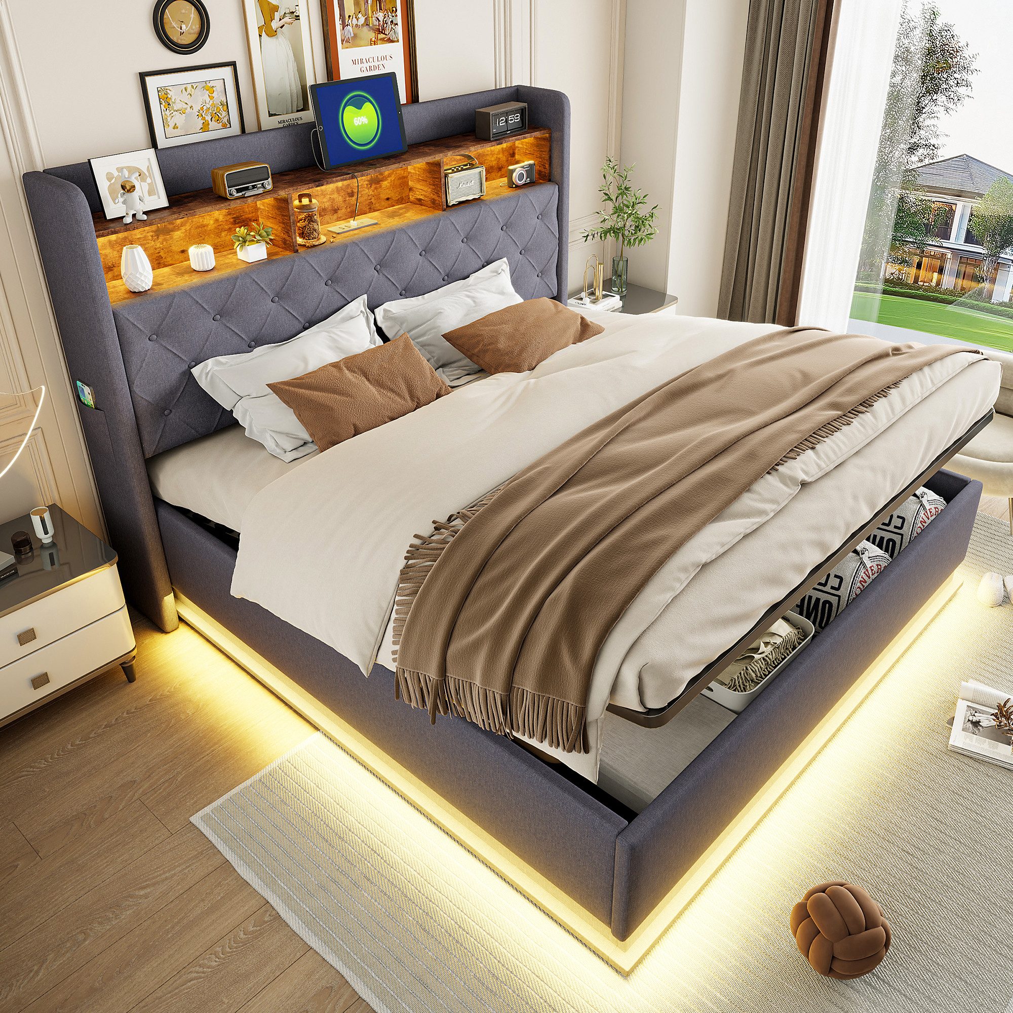 Flieks Polsterbett, LED Doppelbett 180x200cm mit günstig online kaufen