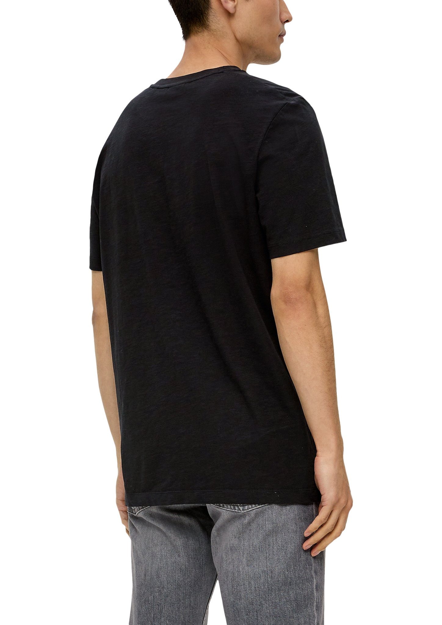 black mit s.Oliver großem T-Shirt Frontprint