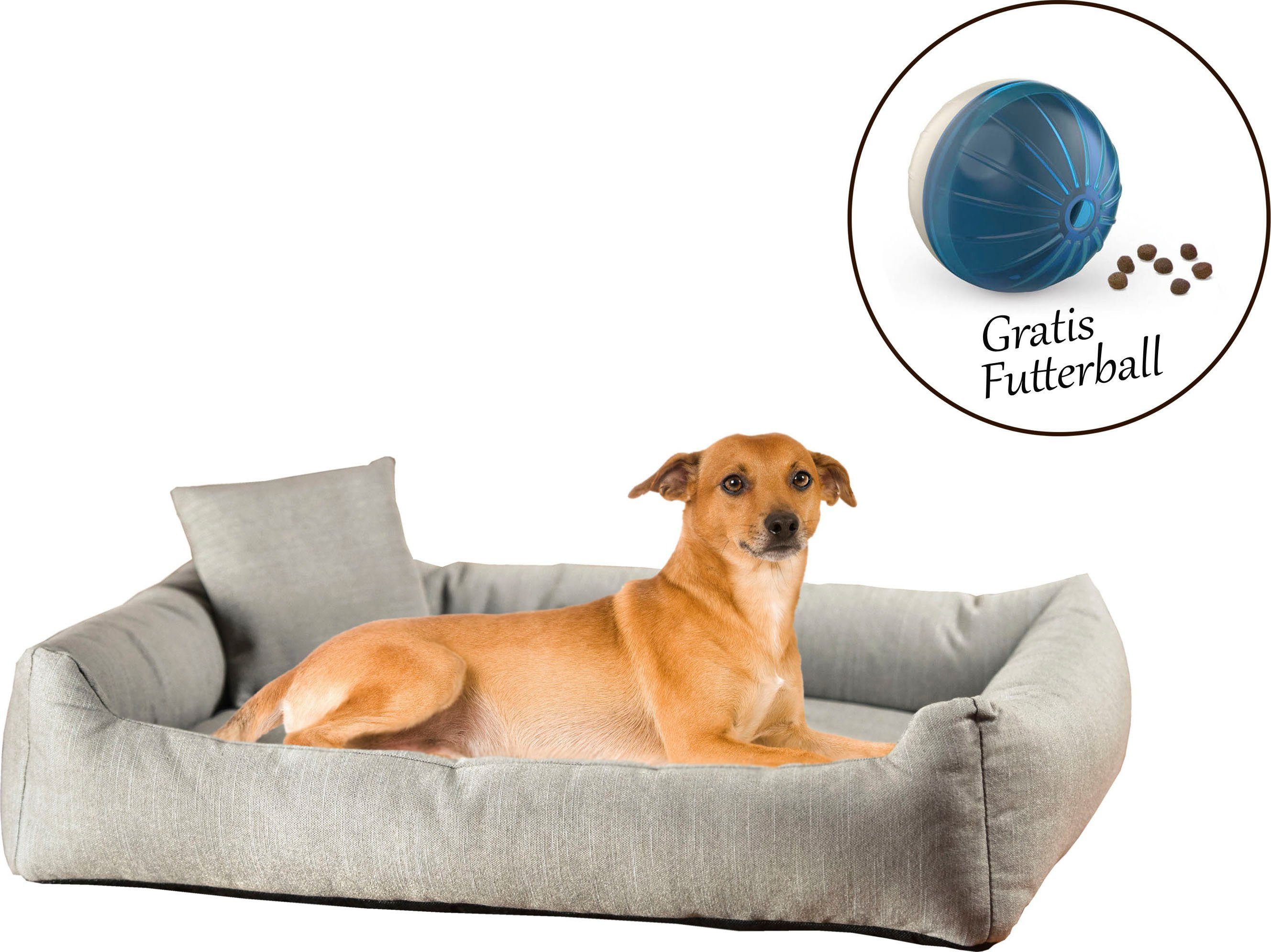 ABUKI Tierbett Blue, Polyester, LxBxH: 49x70x15 cm, inkl. Dekokissen, gratis Futterball grau