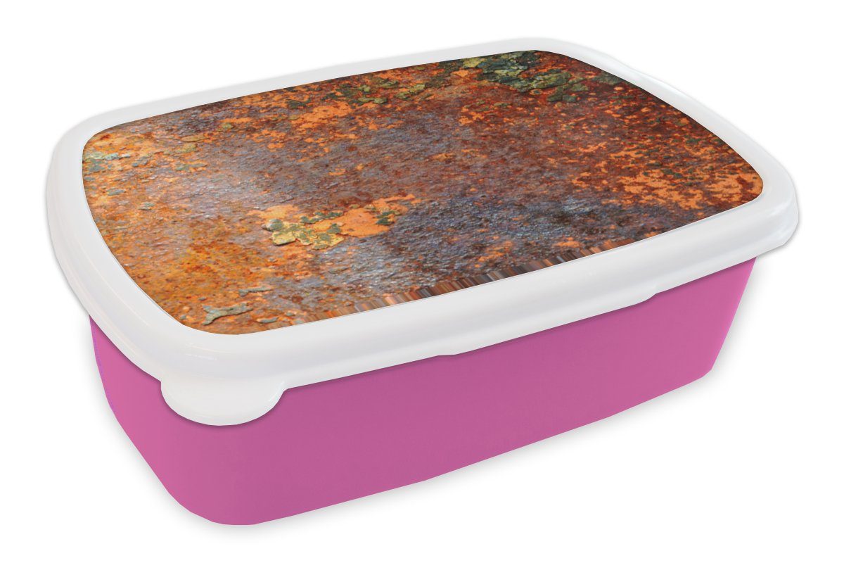 Brotbox Eisen Snackbox, - (2-tlg), Mädchen, rosa Kinder, - für MuchoWow Vintage Rost Industriell, - Kunststoff, Erwachsene, Kunststoff Lunchbox Brotdose