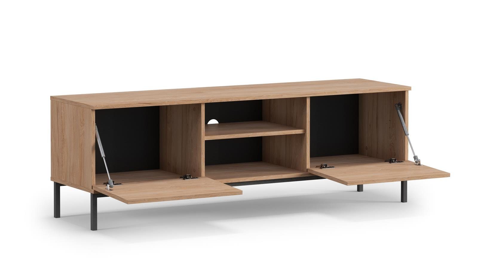 2x Wohnzimmer) Beautysofa Scharniertüren Einlegebode,für Querty mit cm, TV-Schrank breite Schwarz lose (inklusive 150